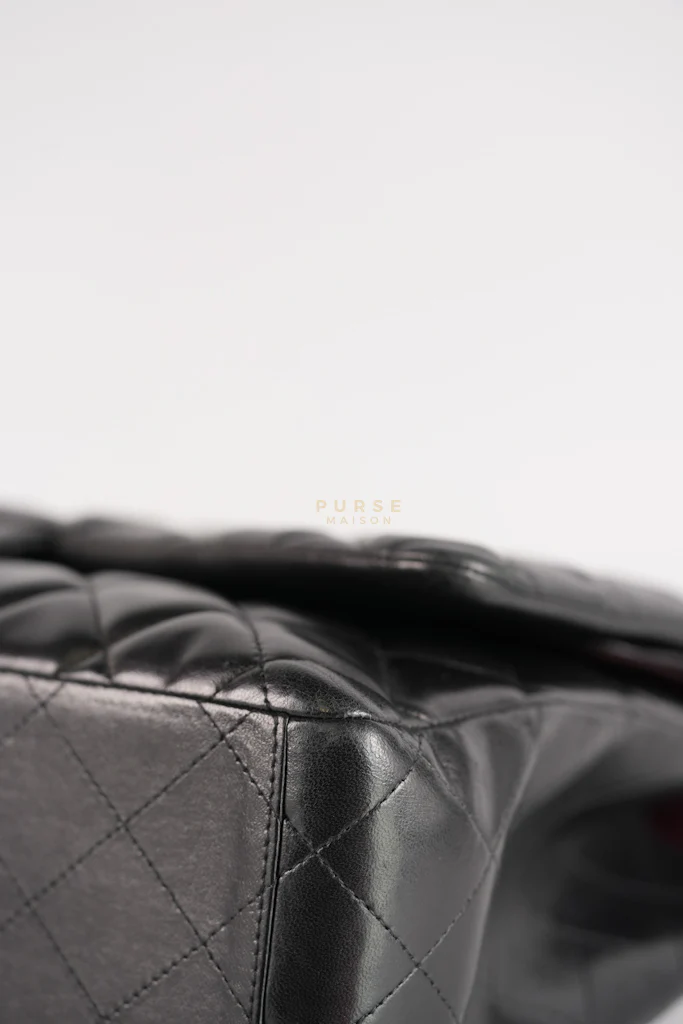 Chanel Classic Double Flap Maxi in Black Lambskin Leather and Gold Hardware Series 14 - Image 10