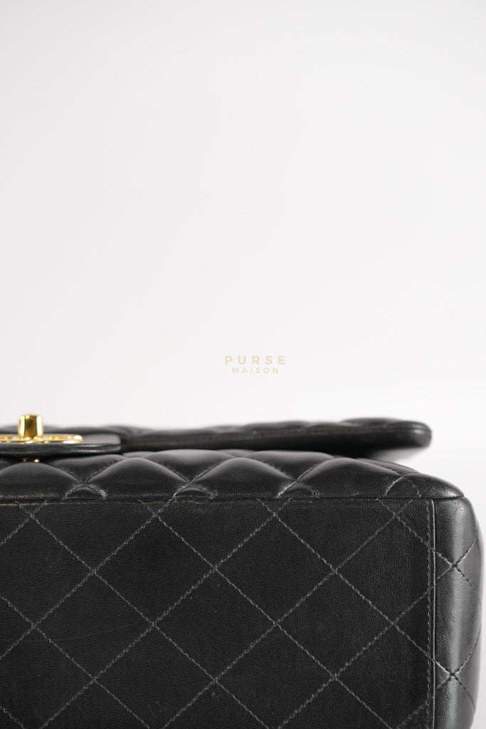 Chanel Classic Double Flap Maxi in Black Lambskin Leather and Gold Hardware Series 14 - Image 11