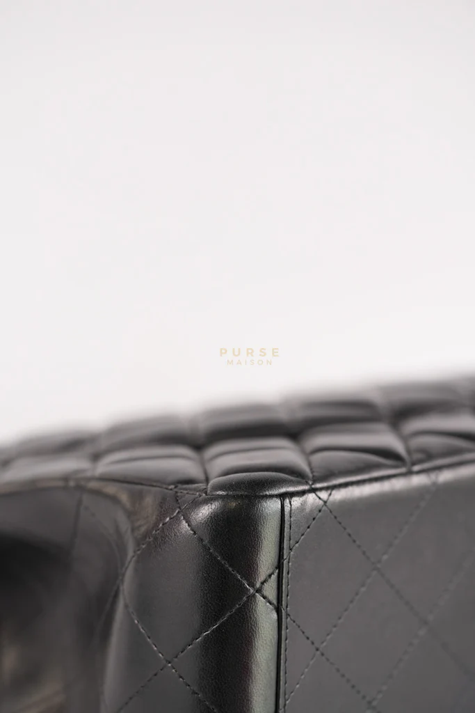 Chanel Classic Double Flap Maxi in Black Lambskin Leather and Gold Hardware Series 14 - Image 12