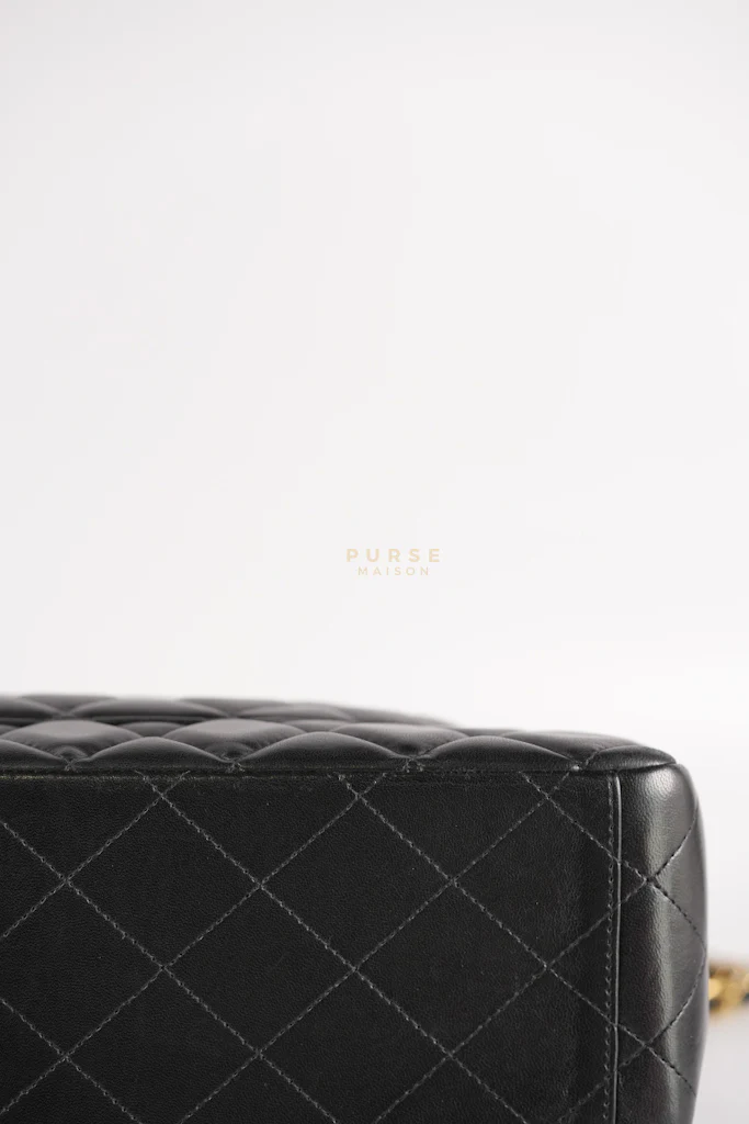 Chanel Classic Double Flap Maxi in Black Lambskin Leather and Gold Hardware Series 14 - Image 15