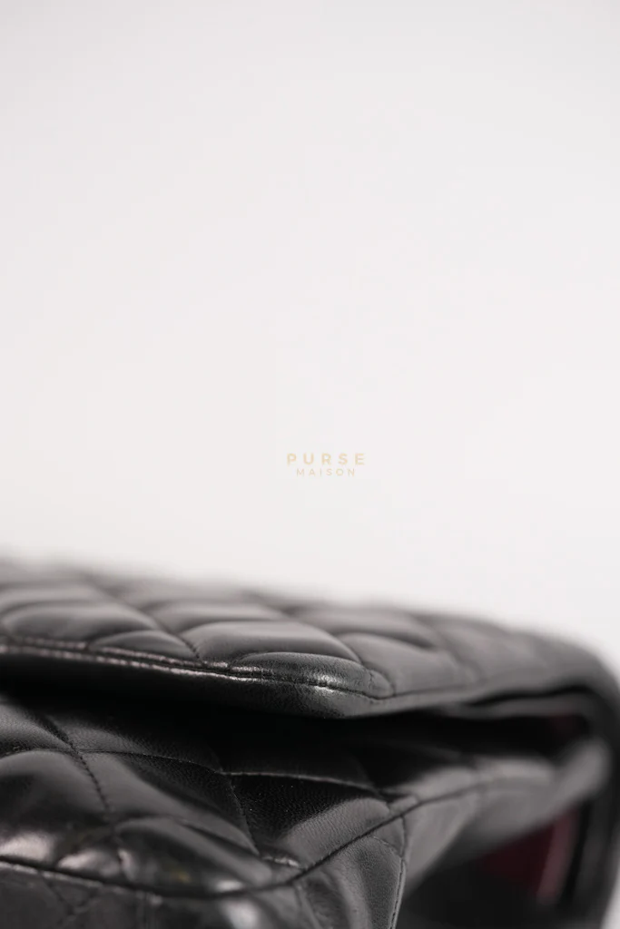 Chanel Classic Double Flap Maxi in Black Lambskin Leather and Gold Hardware Series 14 - Image 17