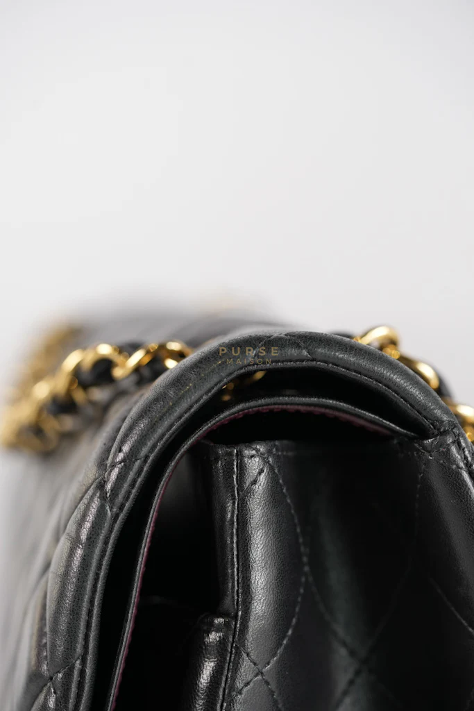 Chanel Classic Double Flap Maxi in Black Lambskin Leather and Gold Hardware Series 14 - Image 20