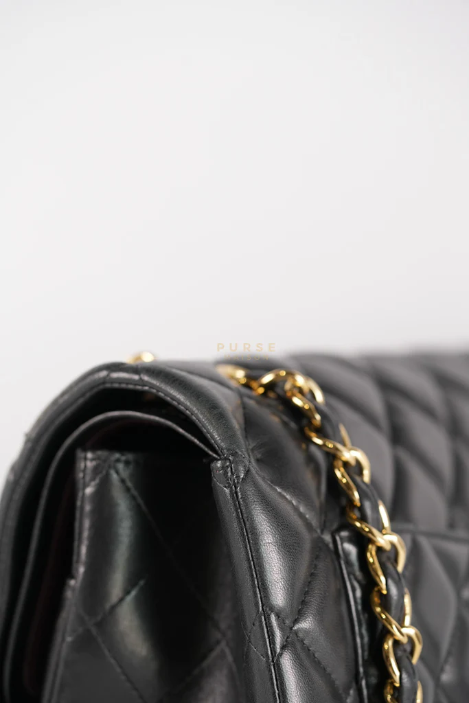 Chanel Classic Double Flap Maxi in Black Lambskin Leather and Gold Hardware Series 14 - Image 23