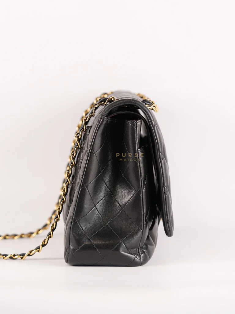 Chanel Classic Double Flap Maxi in Black Lambskin Leather and Gold Hardware Series 14 - Image 4