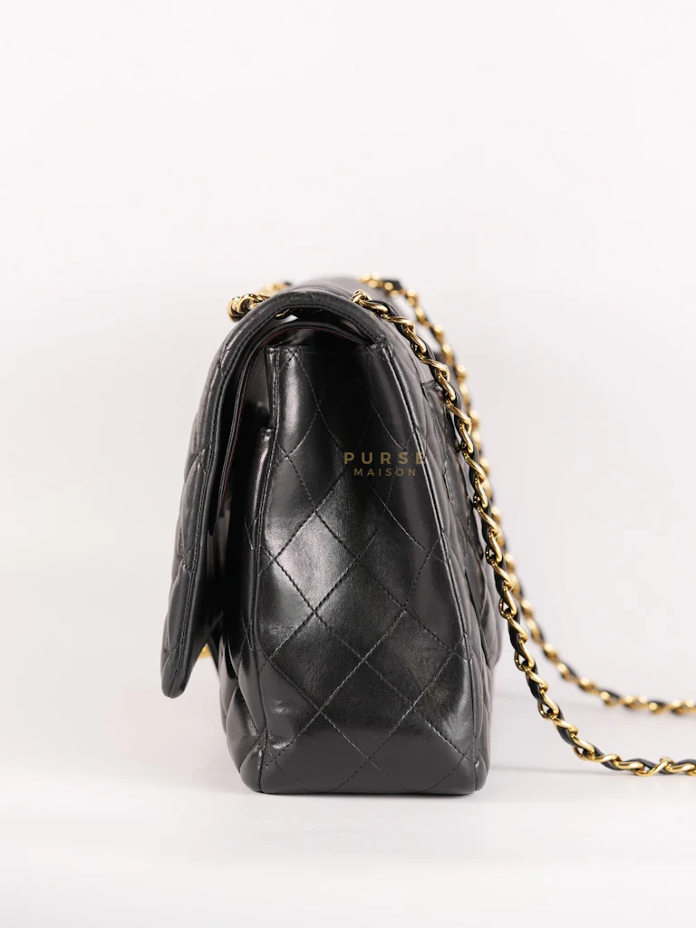 Chanel Classic Double Flap Maxi in Black Lambskin Leather and Gold Hardware Series 14 - Image 5