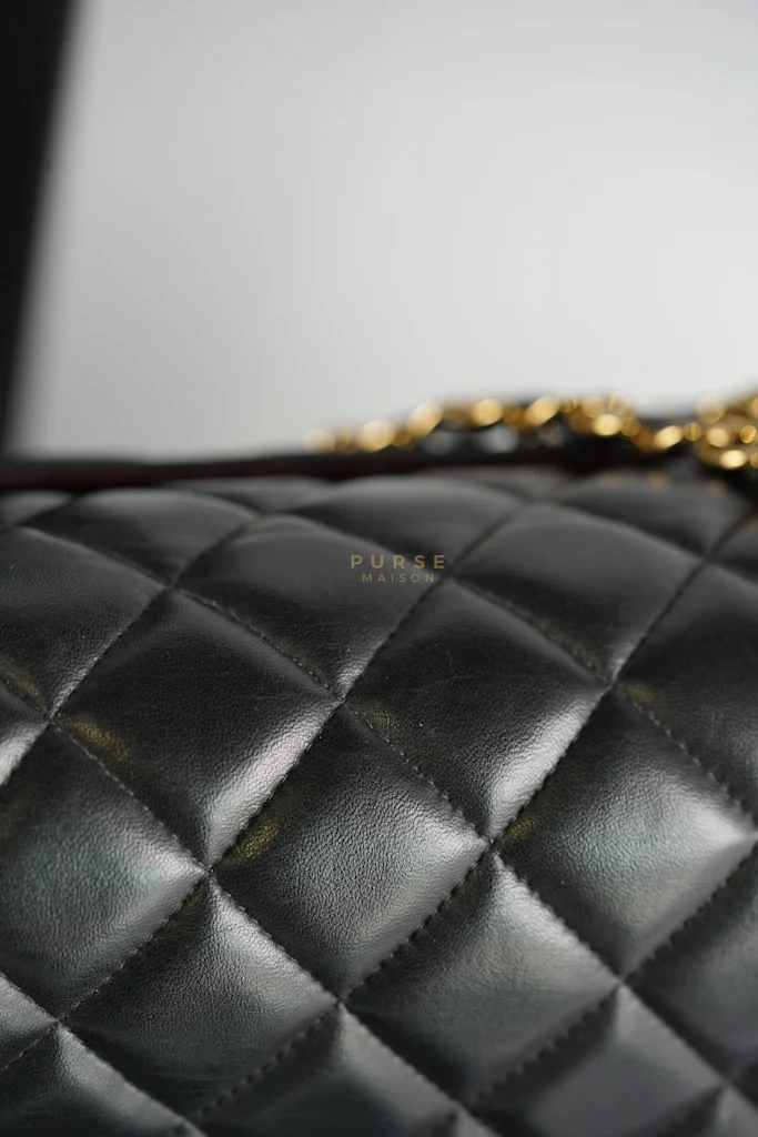 Chanel Classic Double Flap Maxi in Black Lambskin Leather and Gold Hardware Series 14 - Image 57