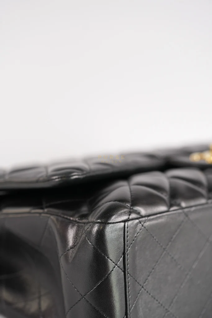 Chanel Classic Double Flap Maxi in Black Lambskin Leather and Gold Hardware Series 14 - Image 7