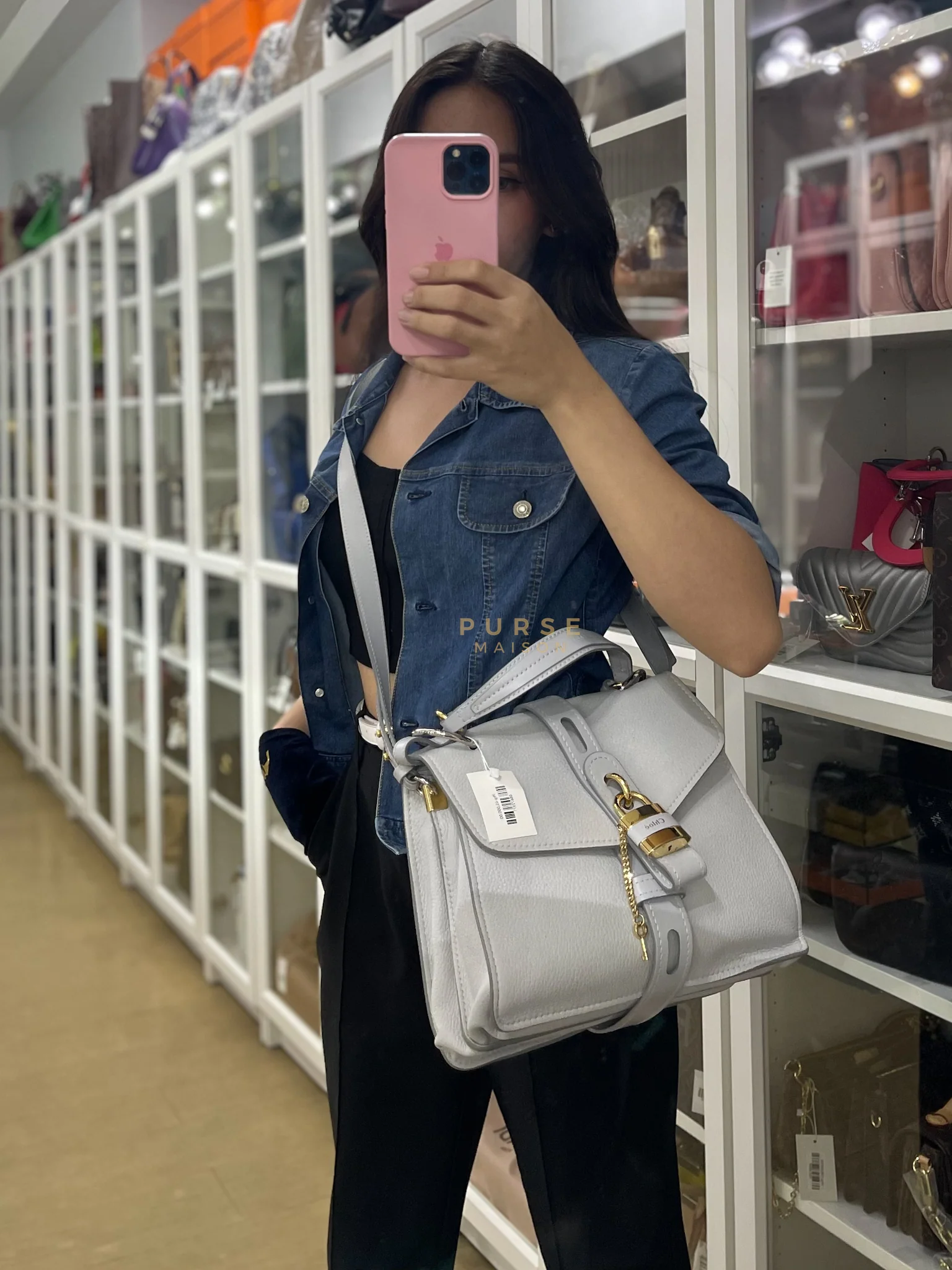 Chloe Aby Day Bag Small in Light Gray - Image 42