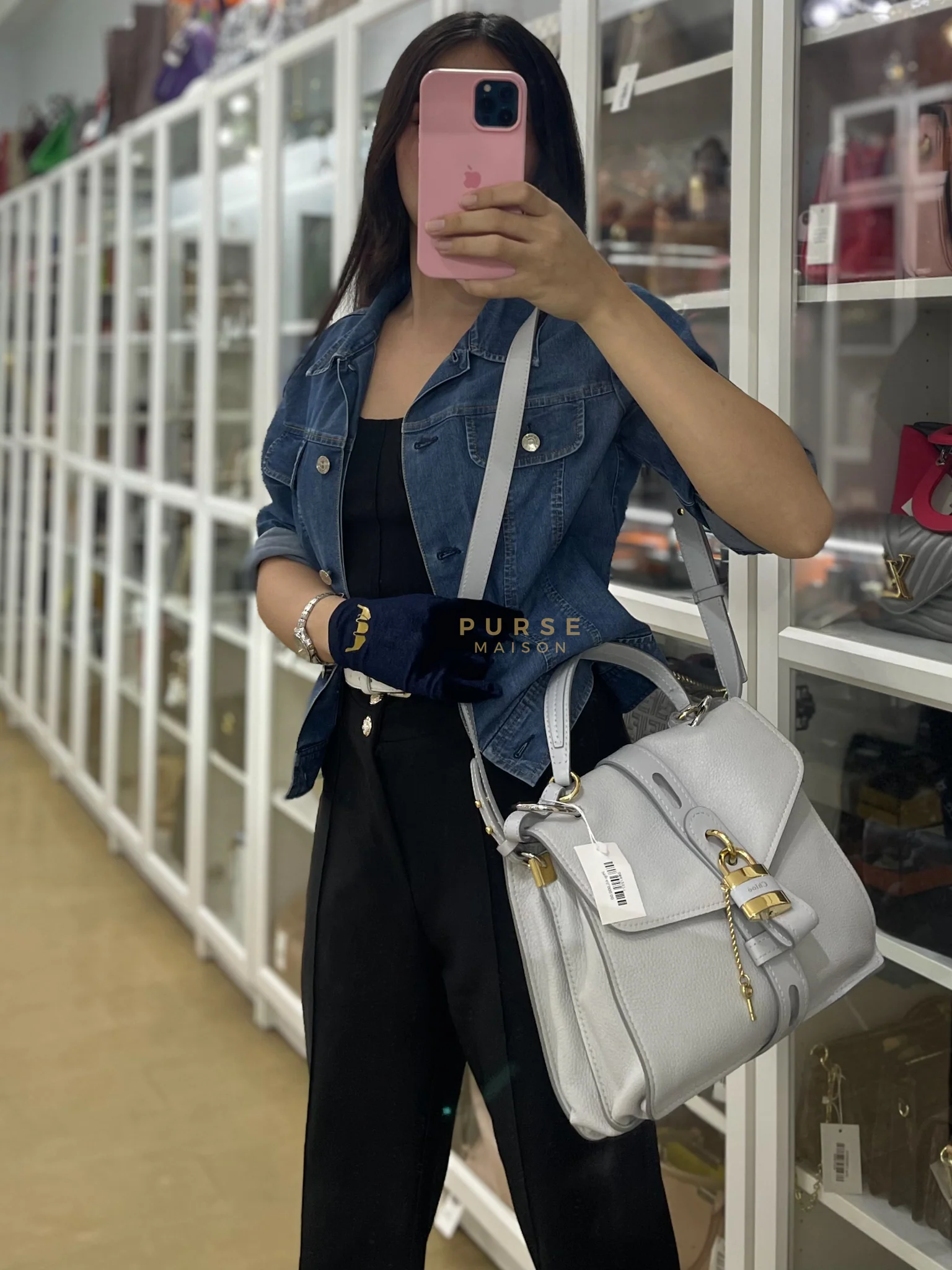 Chloe Aby Day Bag Small in Light Gray - Image 43