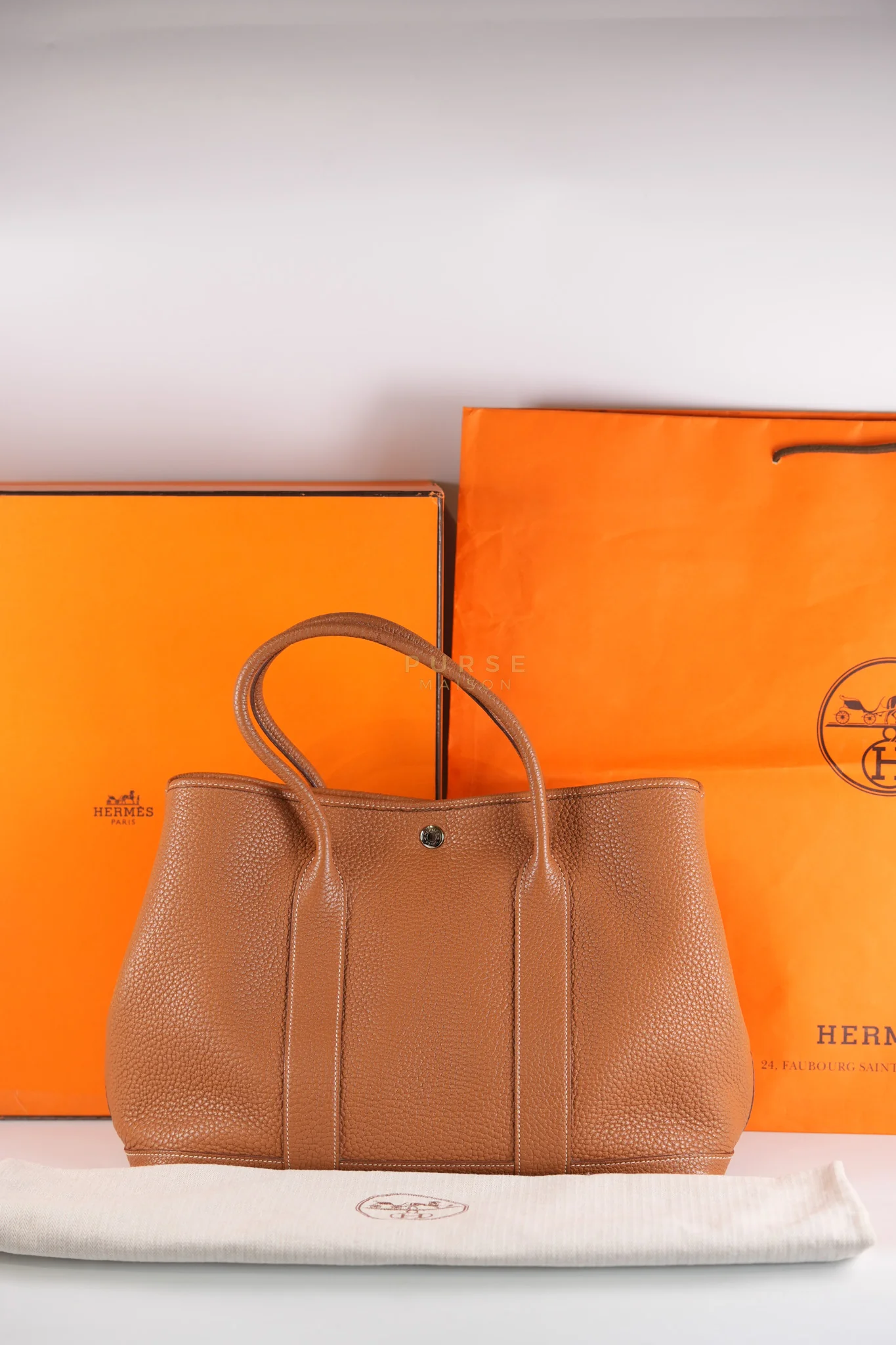 Hermes Garden Party Tote Bag(GPT) 36 in Gold Clemence Palladium Hardware Stamp X(2016) - Image 44