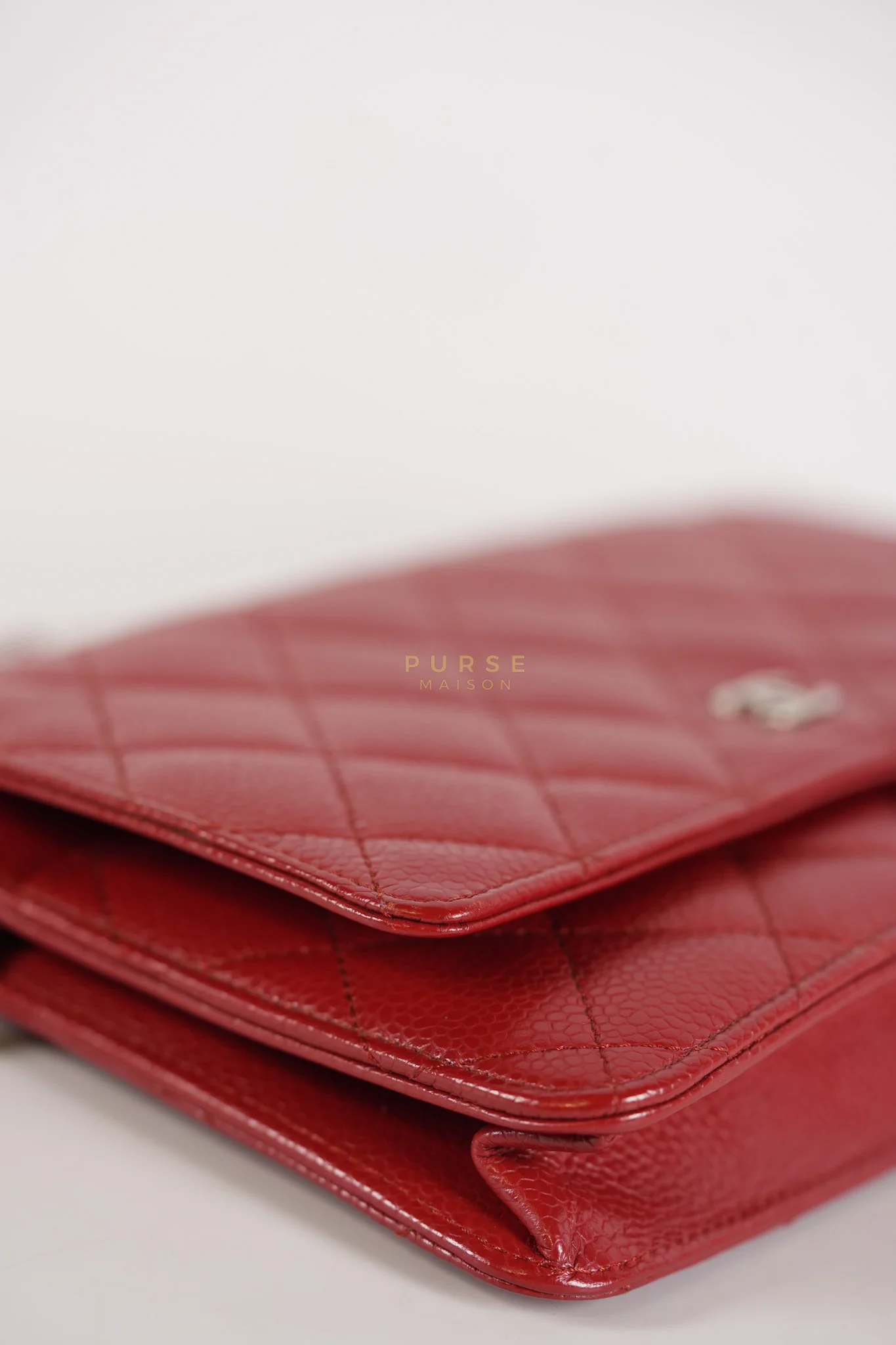 Chanel Wallet on Chain(WOC) in Red Caviar Leather Silver Hardware (Series 21) - Image 12