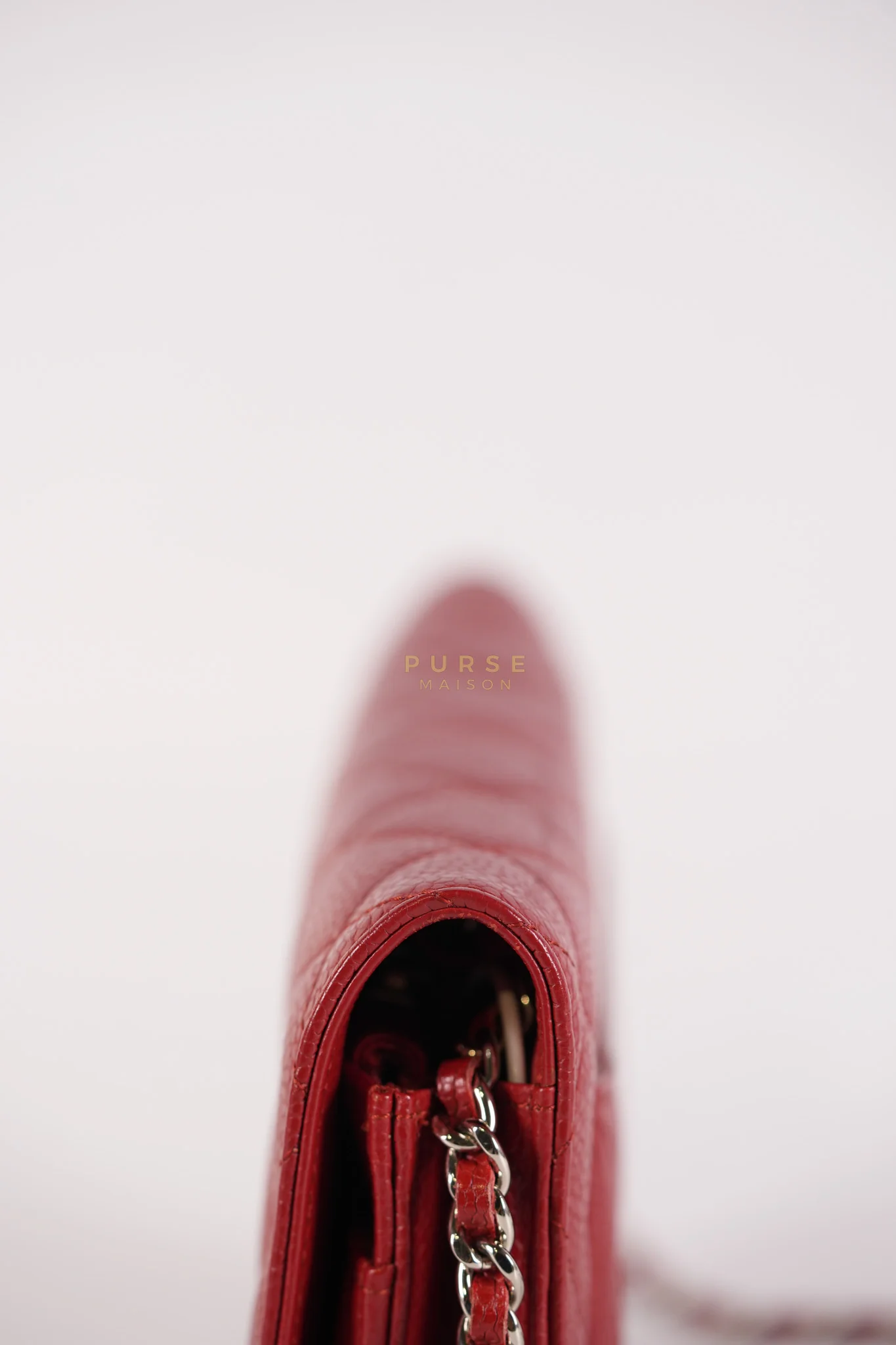 Chanel Wallet on Chain(WOC) in Red Caviar Leather Silver Hardware (Series 21) - Image 15