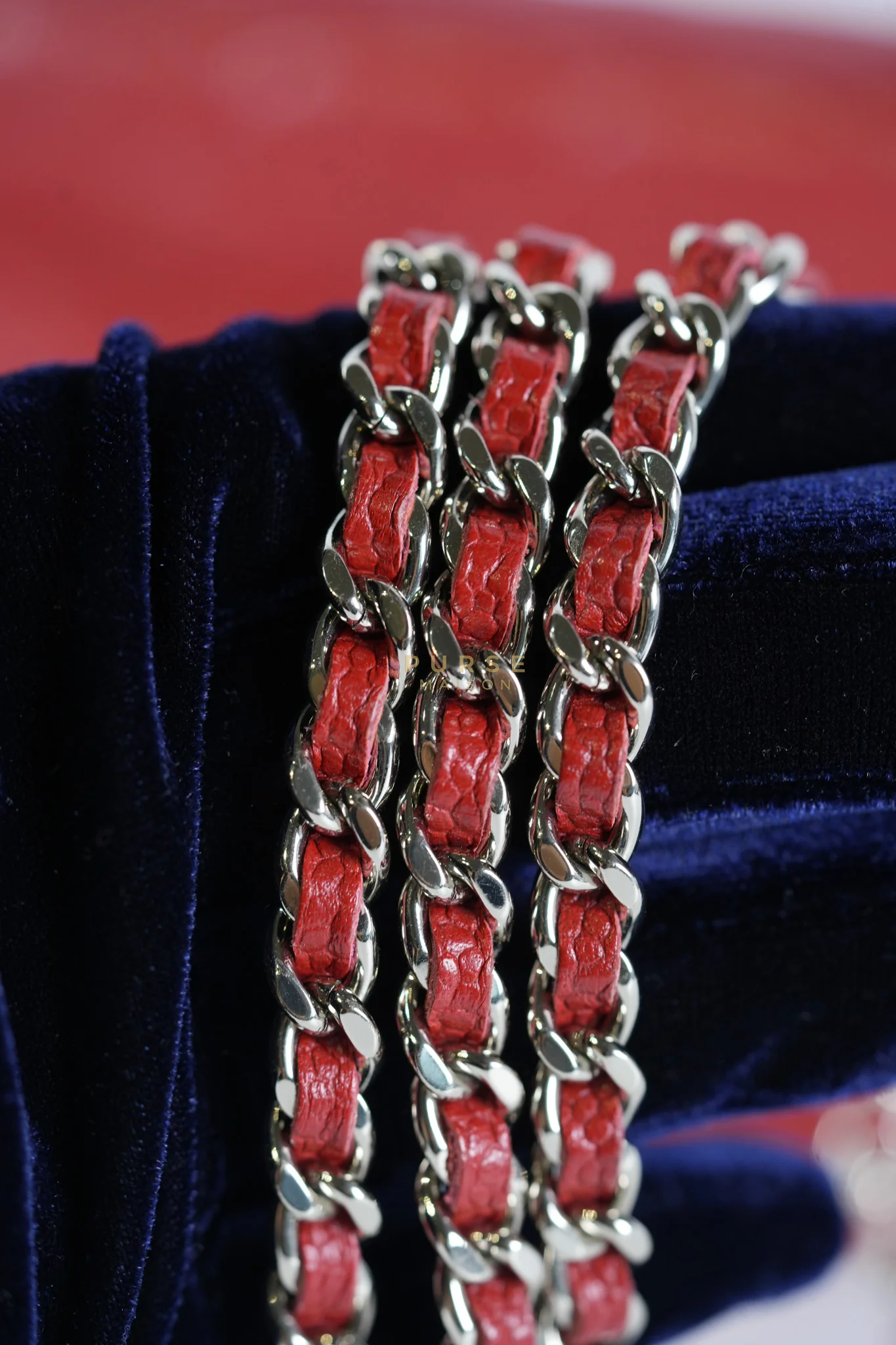 Chanel Wallet on Chain(WOC) in Red Caviar Leather Silver Hardware (Series 21) - Image 27