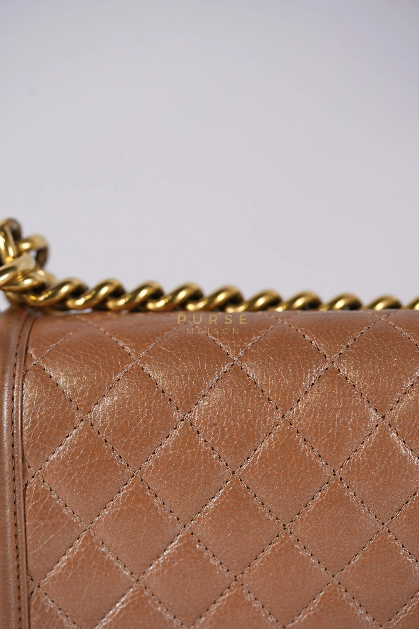 Chanel Le Boy Old Medium in Metallic Bronze Quilted Calfskin Leather and Gold Hardware Series 20 - Image 18