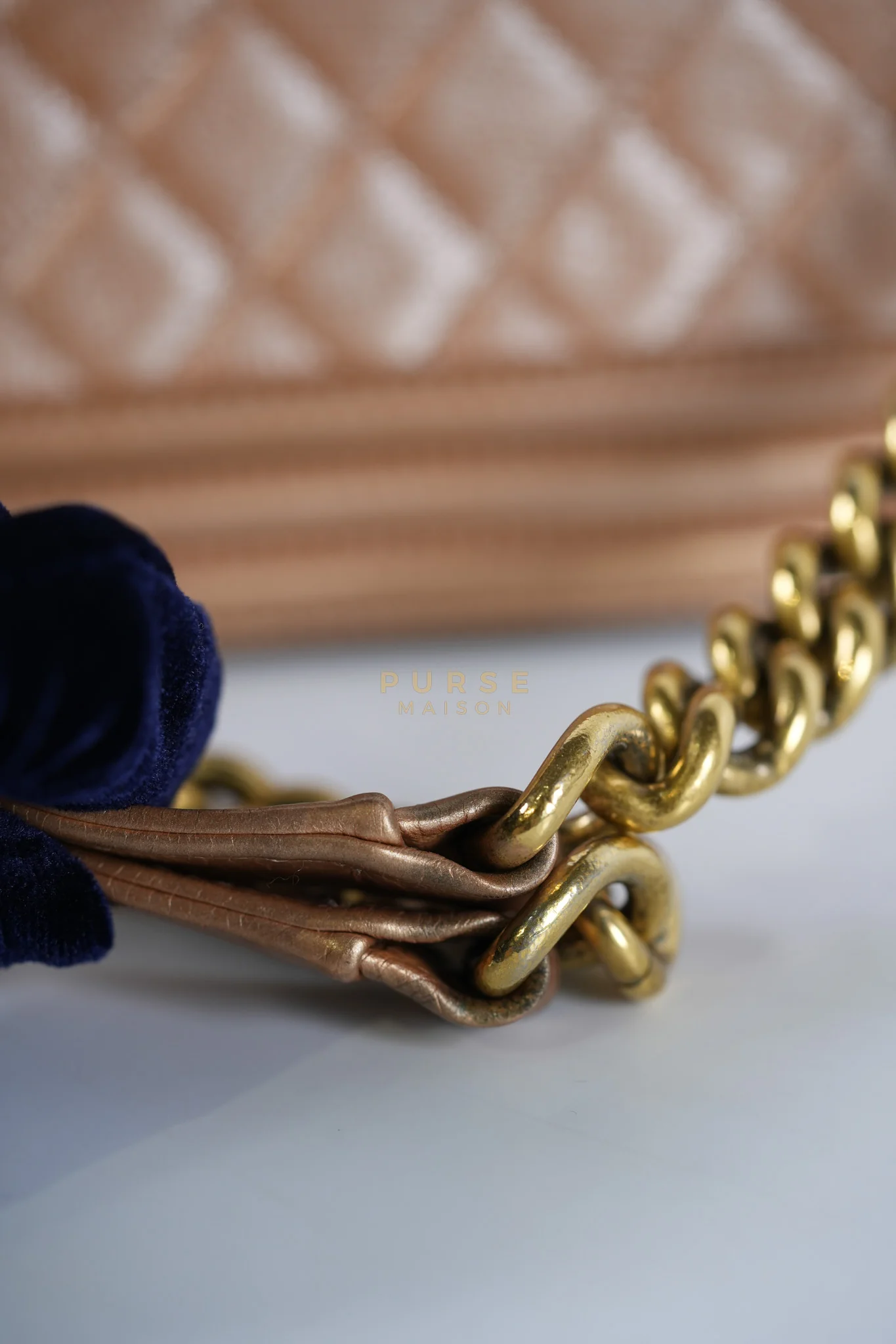 Chanel Le Boy Old Medium in Metallic Bronze Quilted Calfskin Leather and Gold Hardware Series 20 - Image 26