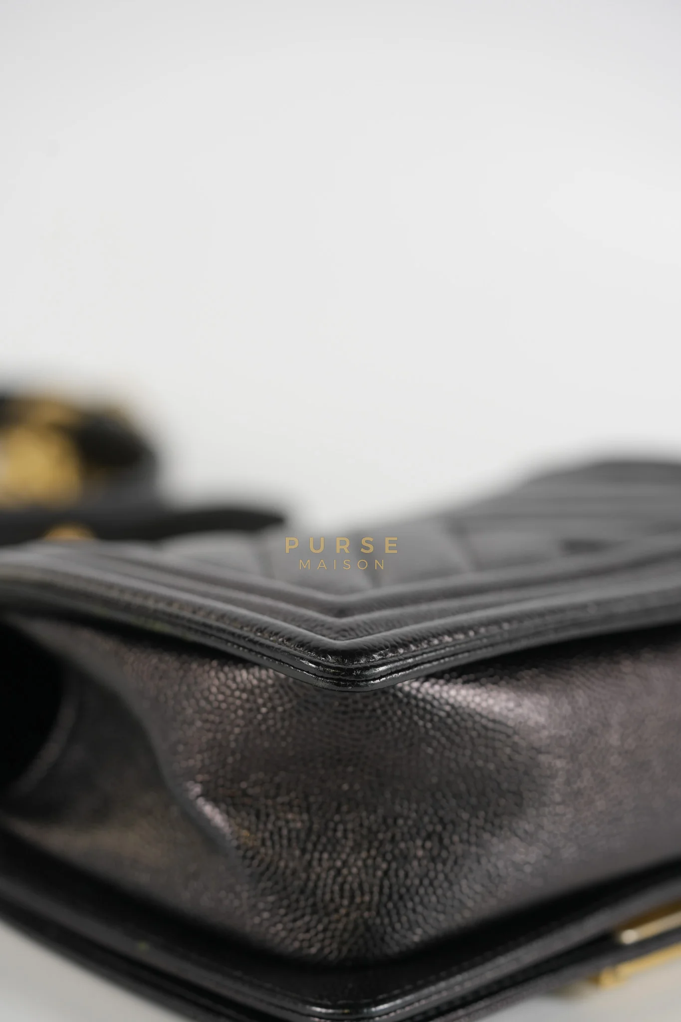 Chanel Boy Small Chevron in Black Caviar Leather and Aged Gold Hardware Series 24 - Image 11