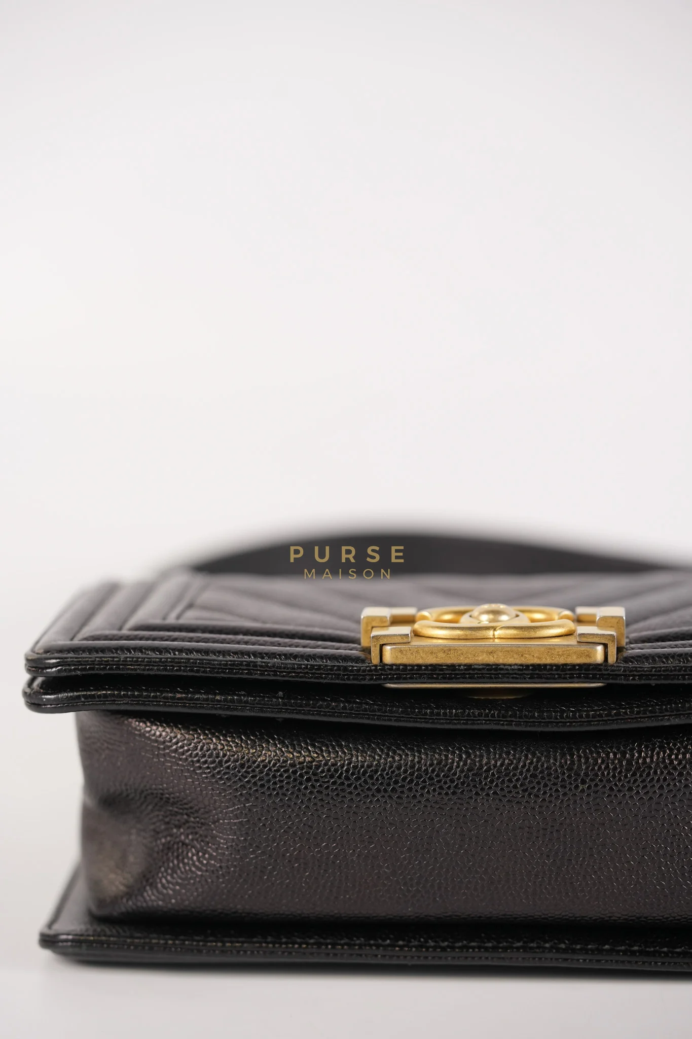 Chanel Boy Small Chevron in Black Caviar Leather and Aged Gold Hardware Series 24 - Image 12