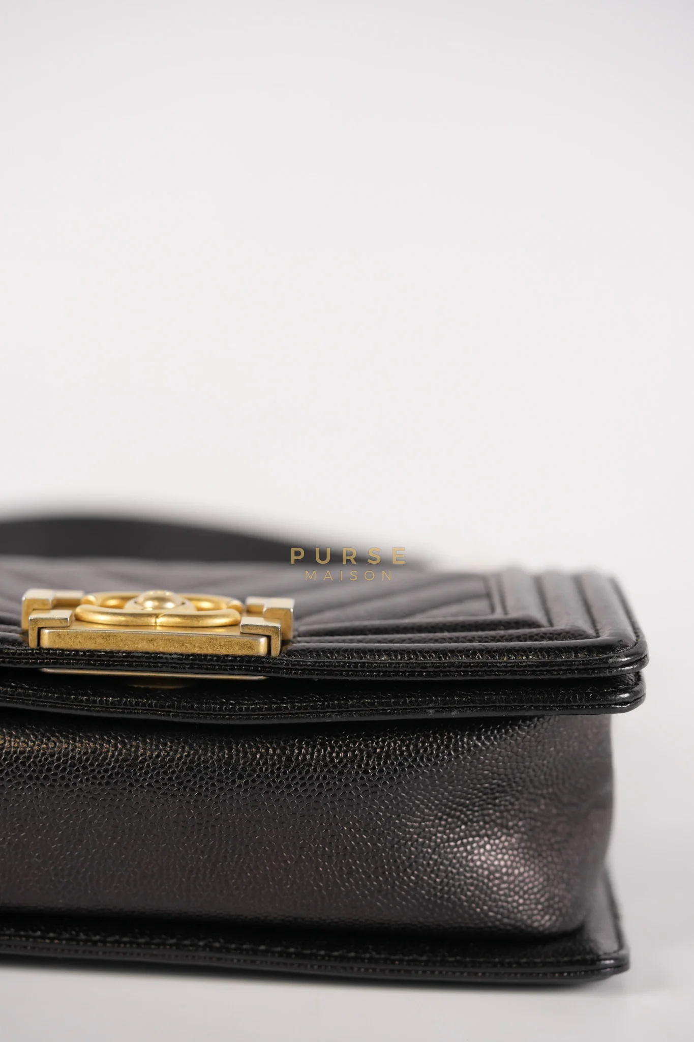 Chanel Boy Small Chevron in Black Caviar Leather and Aged Gold Hardware Series 24 - Image 13