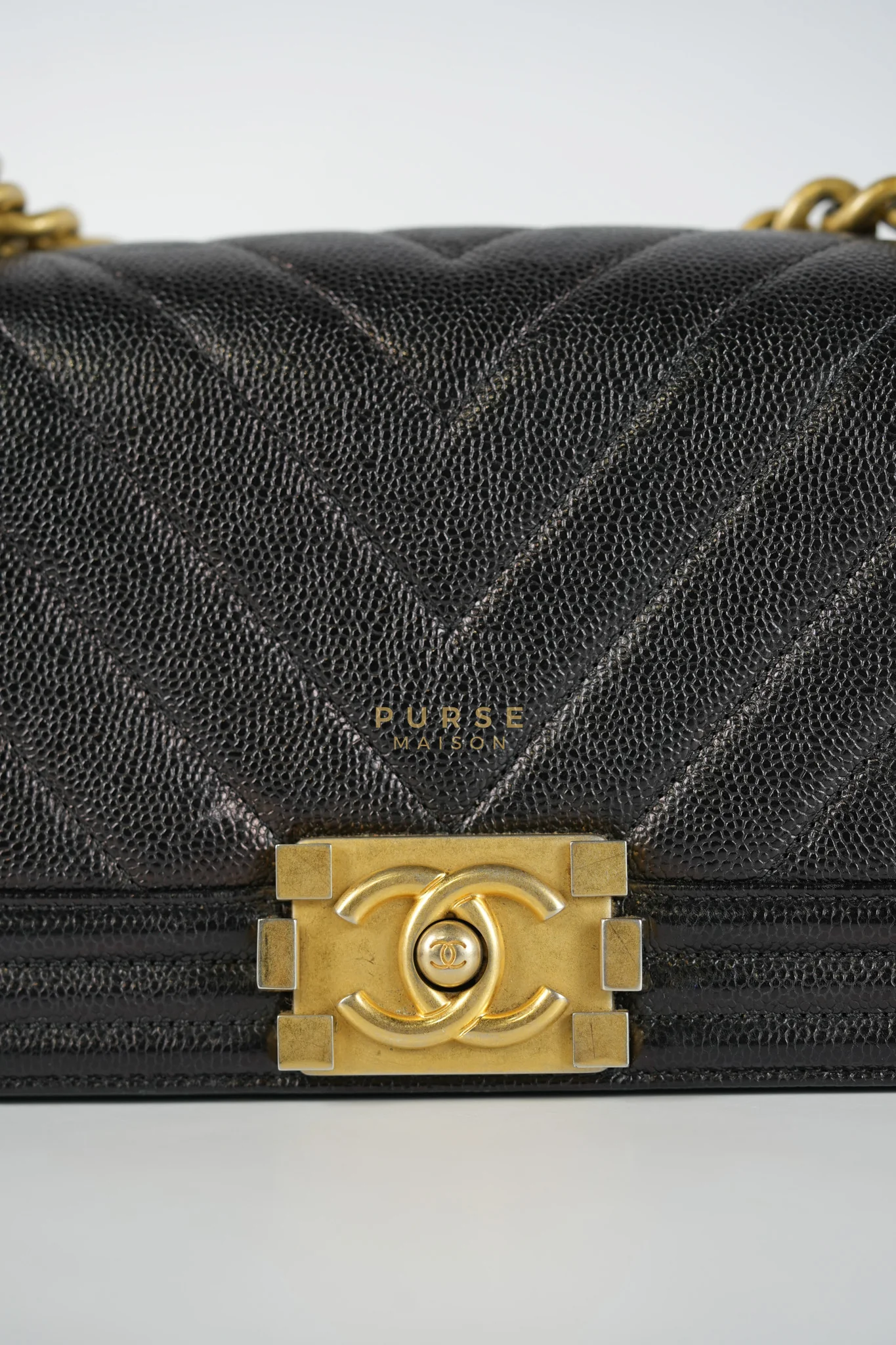 Chanel Boy Small Chevron in Black Caviar Leather and Aged Gold Hardware Series 24 - Image 17