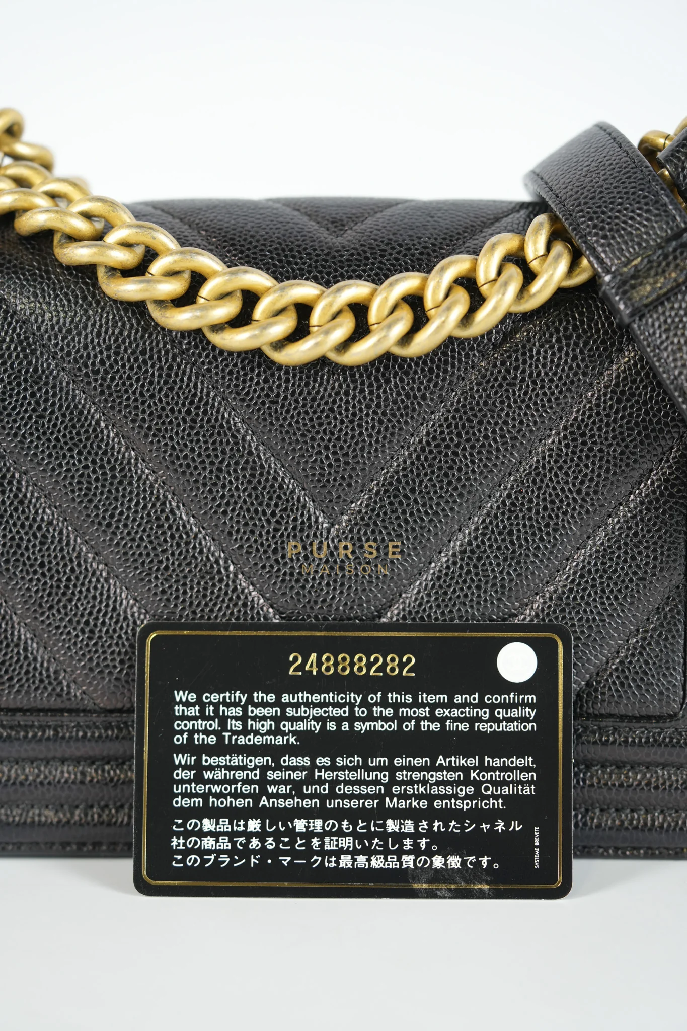 Chanel Boy Small Chevron in Black Caviar Leather and Aged Gold Hardware Series 24 - Image 26
