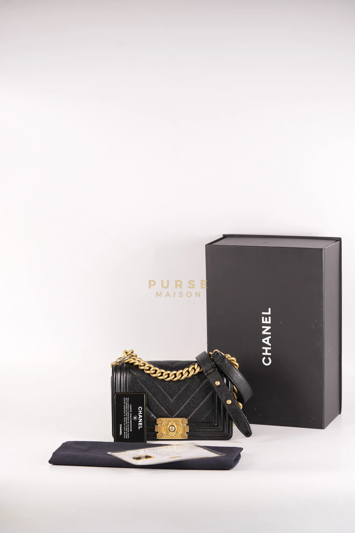 Chanel Boy Small Chevron in Black Caviar Leather and Aged Gold Hardware Series 24 - Image 27