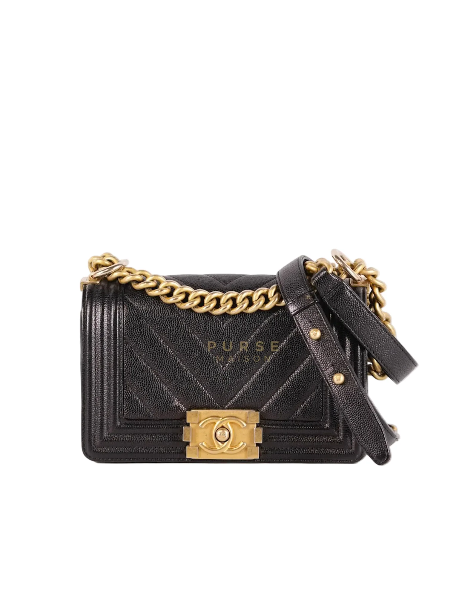 Chanel Boy Small Chevron in Black Caviar Leather and Aged Gold Hardware Series 24 - Image 3