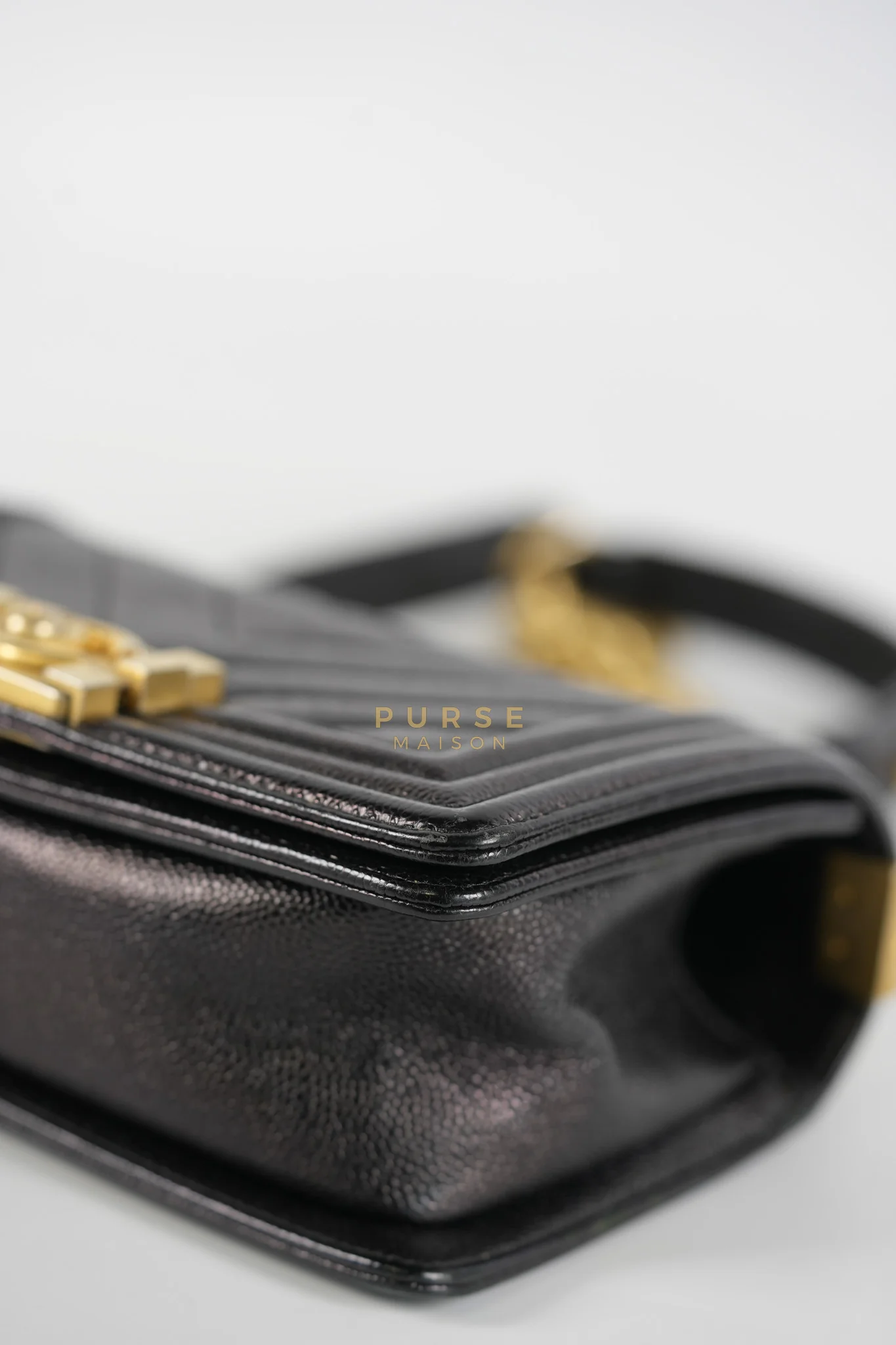 Chanel Boy Small Chevron in Black Caviar Leather and Aged Gold Hardware Series 24 - Image 8