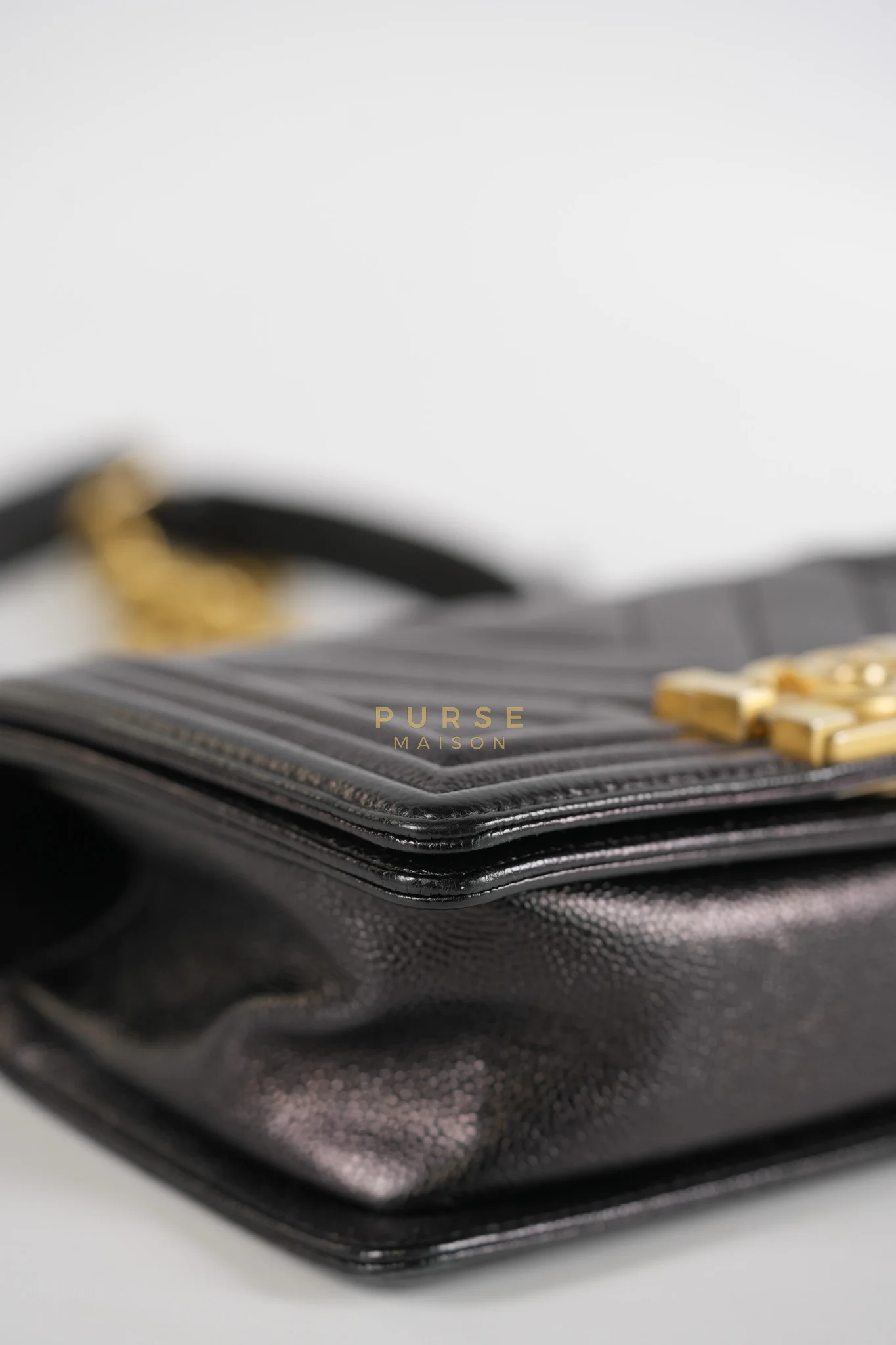 Chanel Boy Small Chevron in Black Caviar Leather and Aged Gold Hardware Series 24 - Image 9