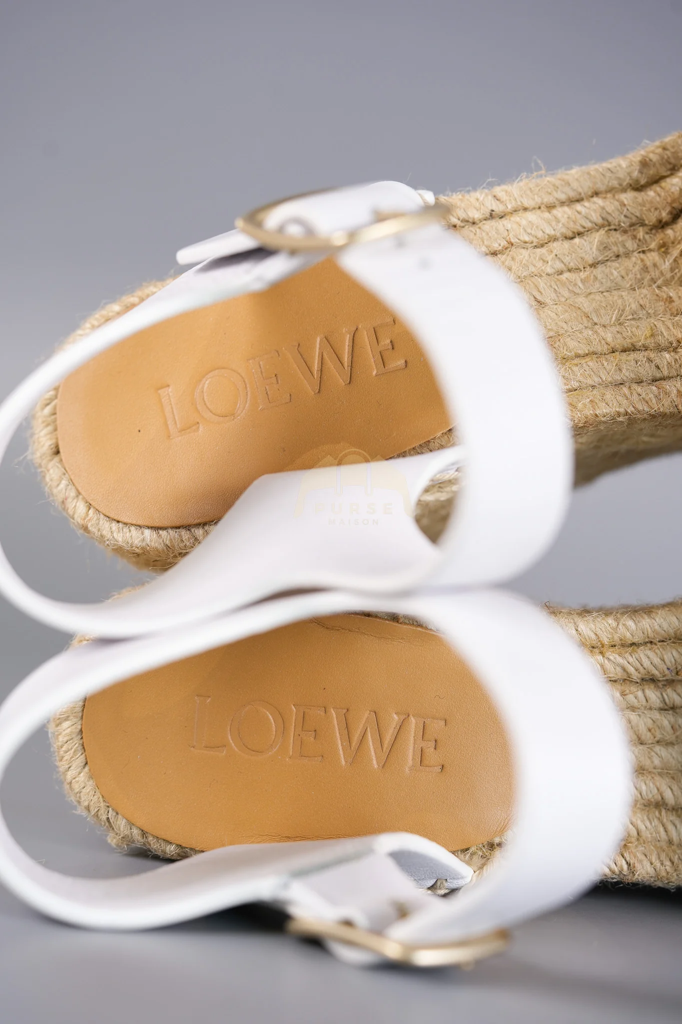 Loewe Anagram White Canvas Wedge Sandals Size 37EU (24cm) - Image 12