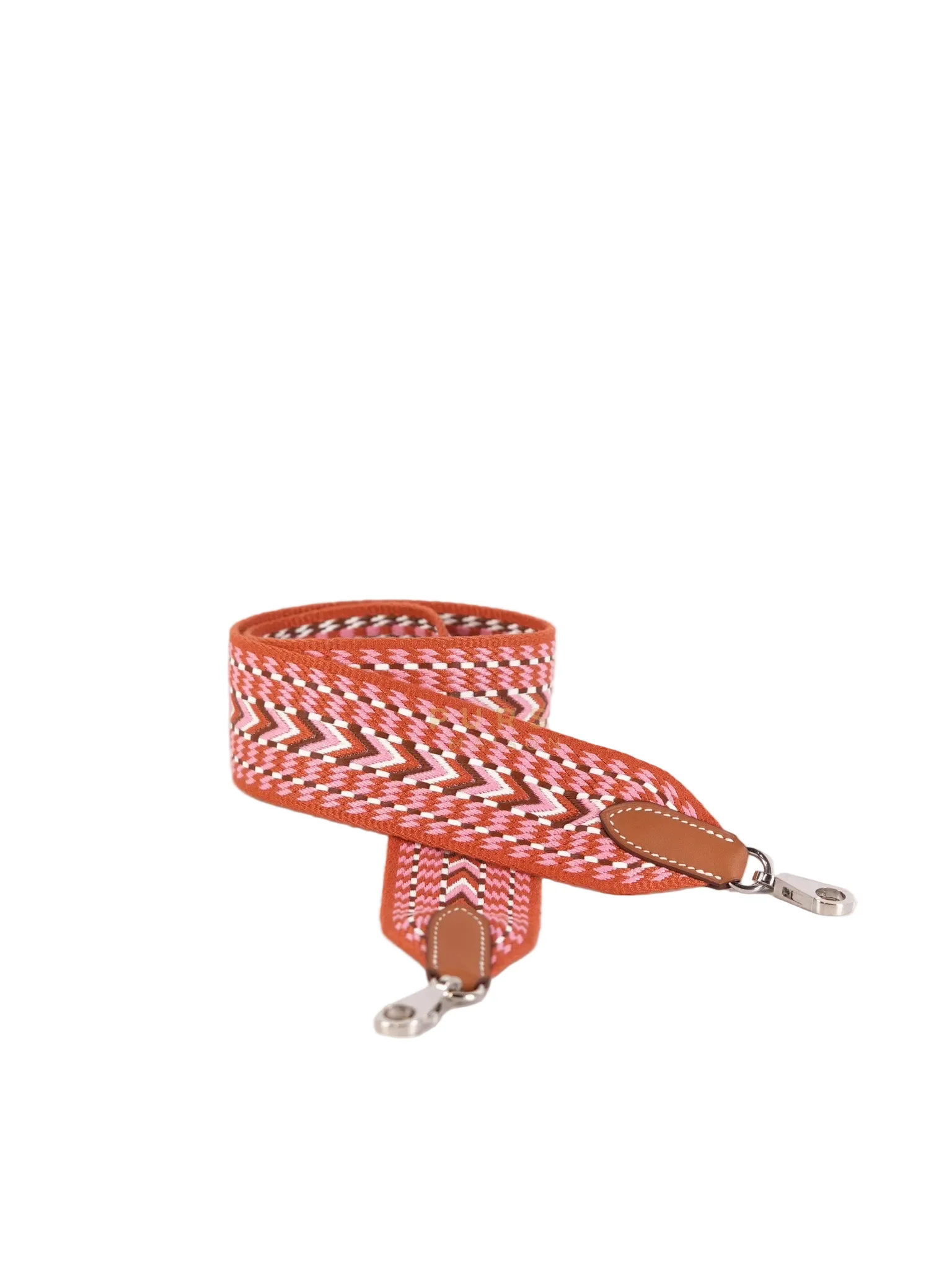 Hermes Bag Strap in Allegro Canvas and Swift Calfskin Leather Palladium Hardware Stamp Y(2020) Length 85cm x Width 5cm