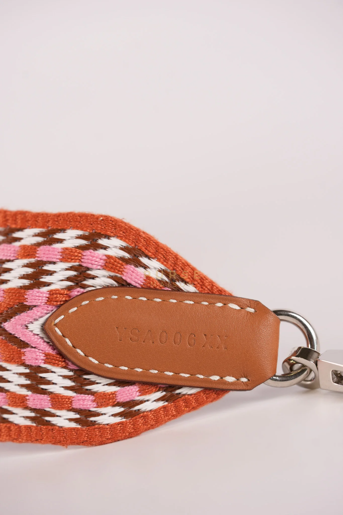 Hermes Bag Strap in Allegro Canvas and Swift Calfskin Leather Palladium Hardware Stamp Y(2020) Length 85cm x Width 5cm - Image 5