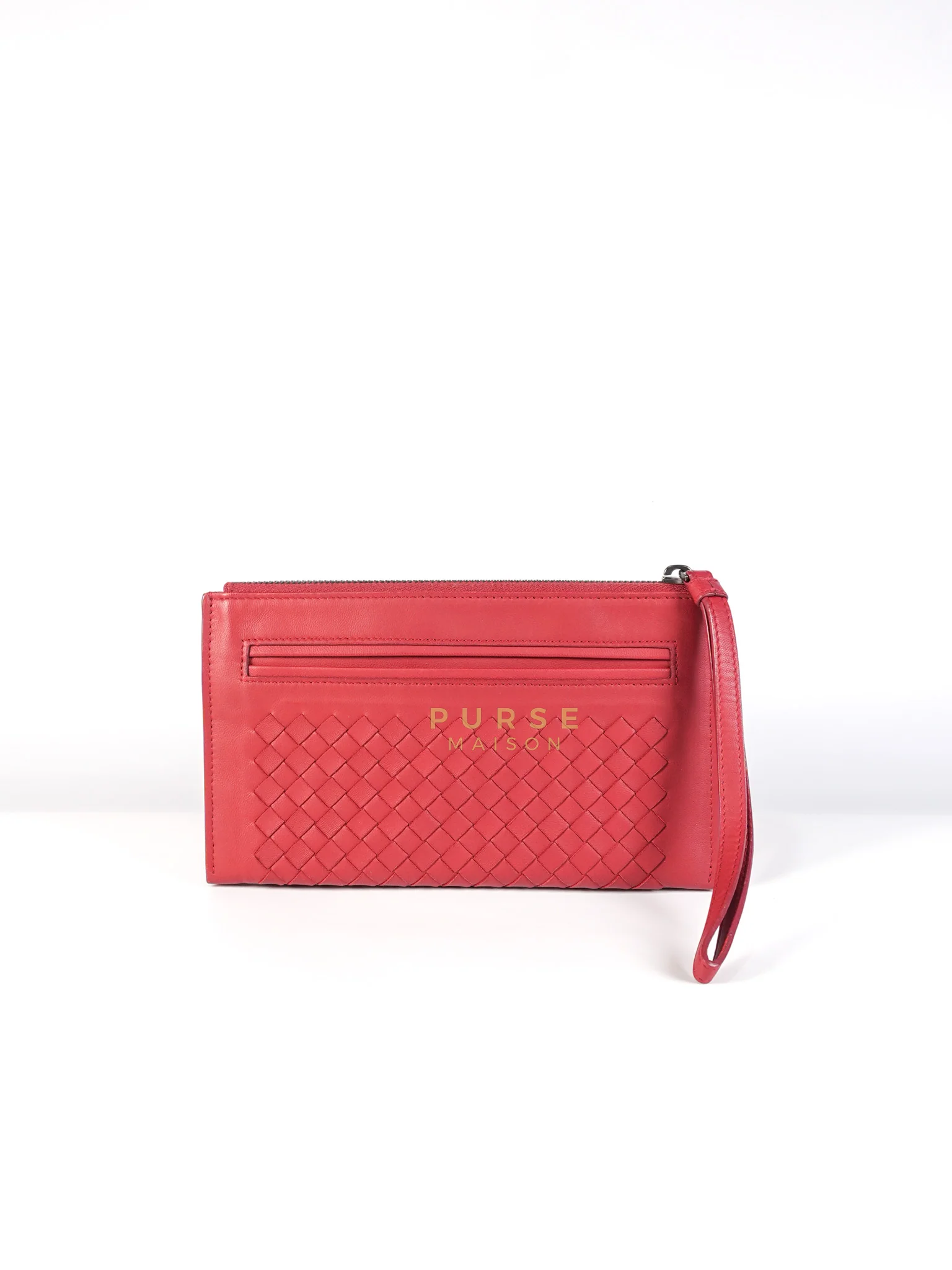 Bottega Veneta Wristlet Pouch in Red Intrecciato Leather - Image 4