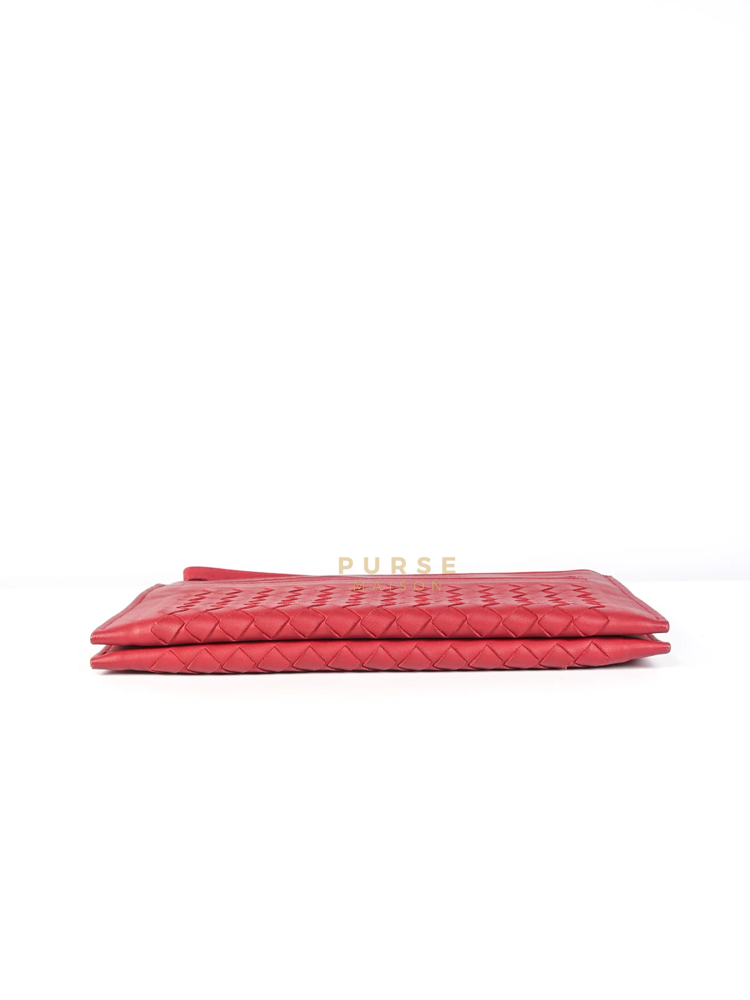Bottega Veneta Wristlet Pouch in Red Intrecciato Leather - Image 7