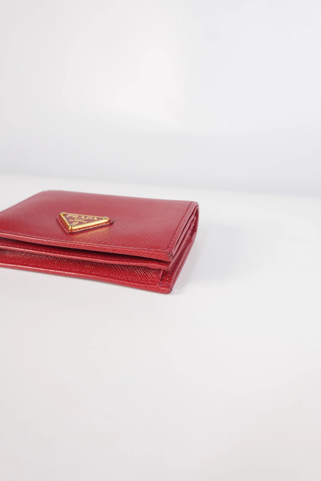 Prada 1MV021 Triangle Logo Bi-fold Wallet in Fouco/Red Saffiano Leather - Image 10