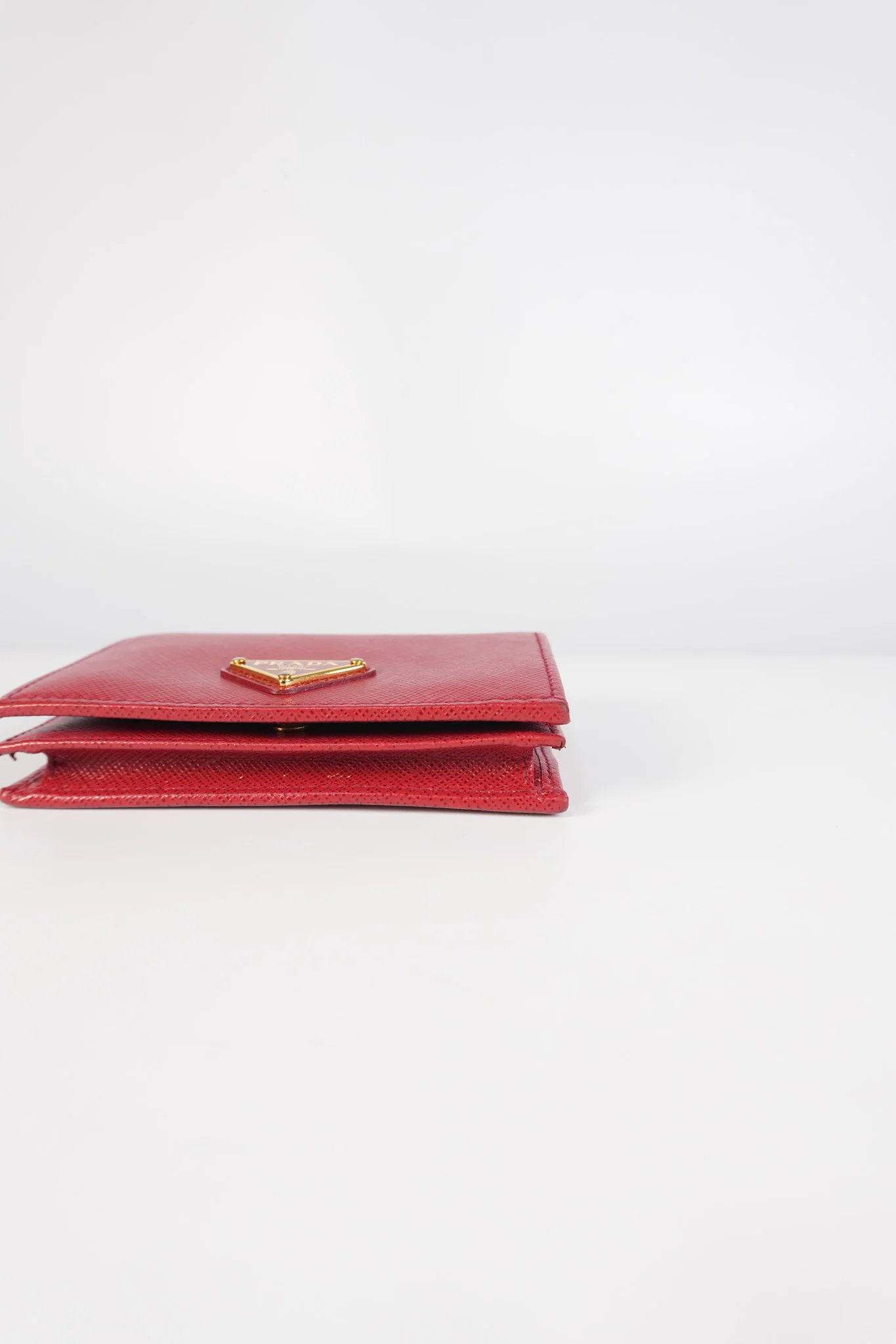 Prada 1MV021 Triangle Logo Bi-fold Wallet in Fouco/Red Saffiano Leather - Image 11