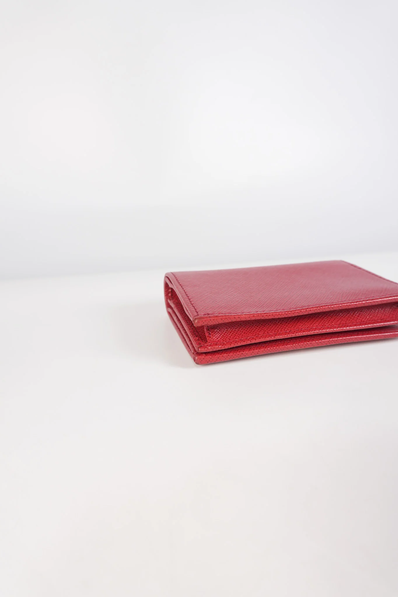Prada 1MV021 Triangle Logo Bi-fold Wallet in Fouco/Red Saffiano Leather - Image 12