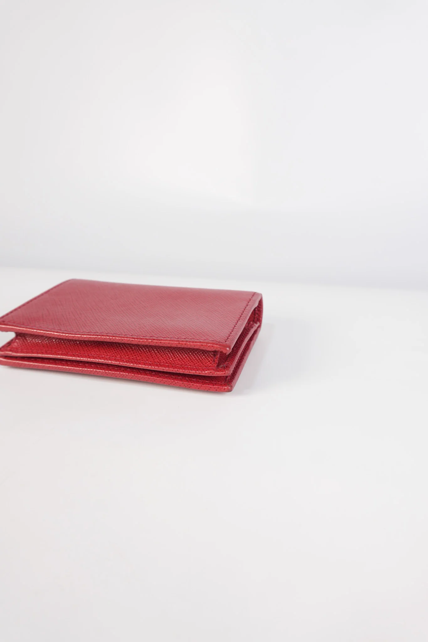 Prada 1MV021 Triangle Logo Bi-fold Wallet in Fouco/Red Saffiano Leather - Image 14