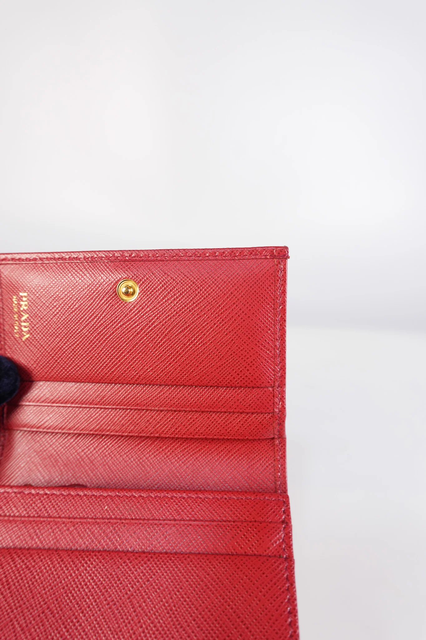 Prada 1MV021 Triangle Logo Bi-fold Wallet in Fouco/Red Saffiano Leather - Image 19