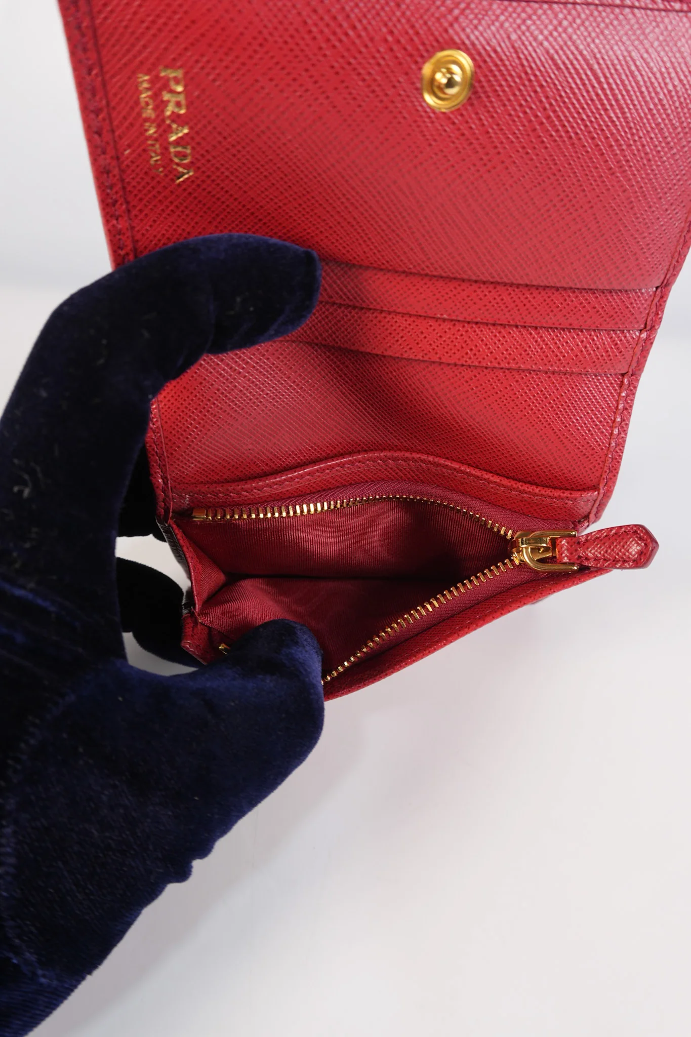 Prada 1MV021 Triangle Logo Bi-fold Wallet in Fouco/Red Saffiano Leather - Image 22