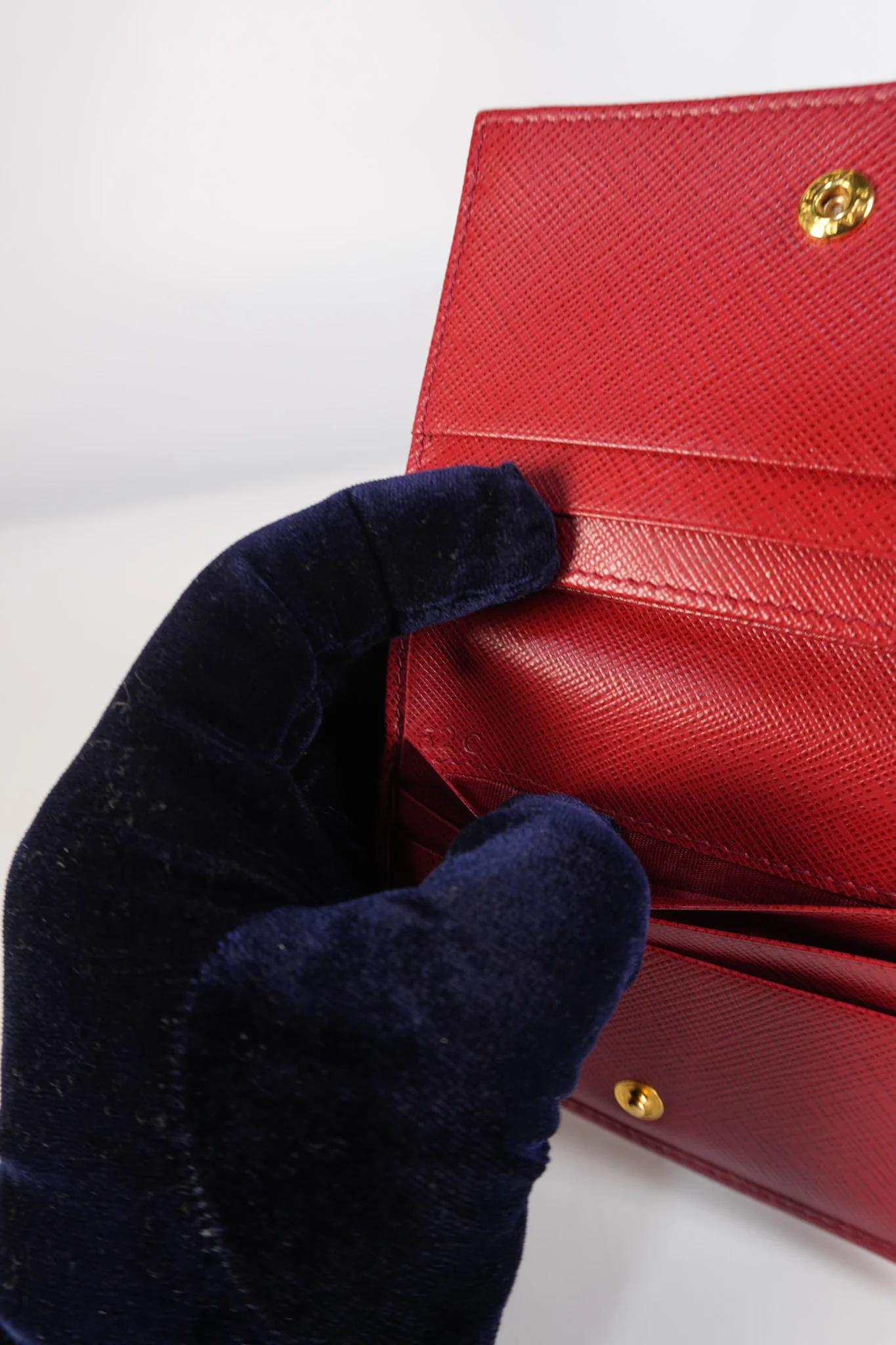 Prada 1MV021 Triangle Logo Bi-fold Wallet in Fouco/Red Saffiano Leather - Image 25