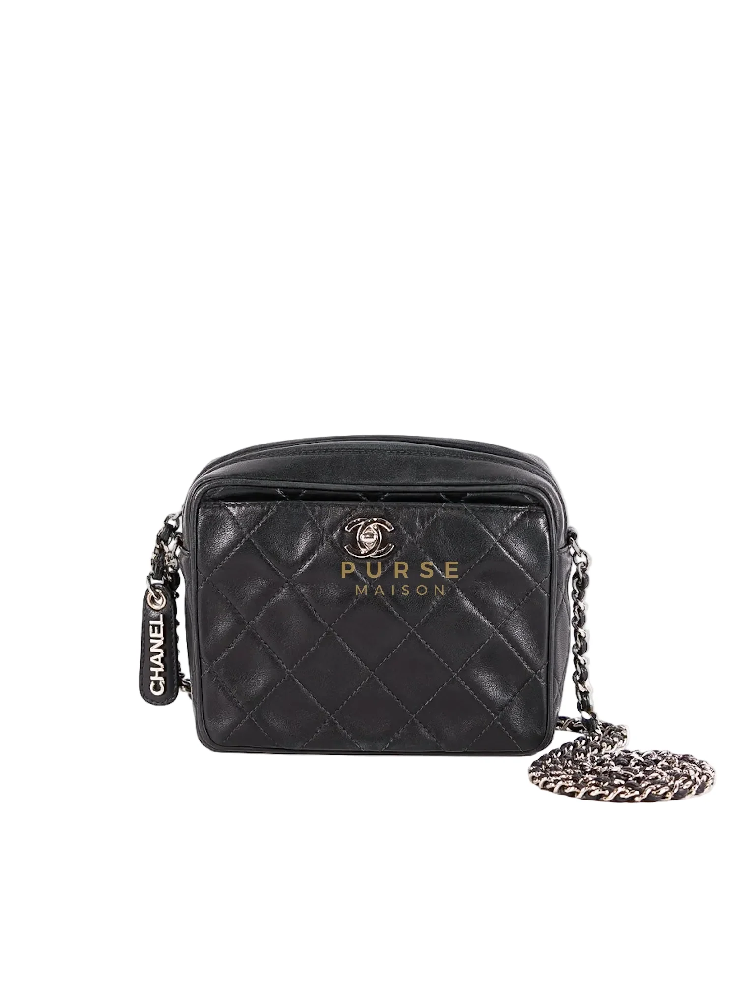 Chanel Square Camera Bag Vintage Quilted Lambskin Leather and Silver Hardware Series 4