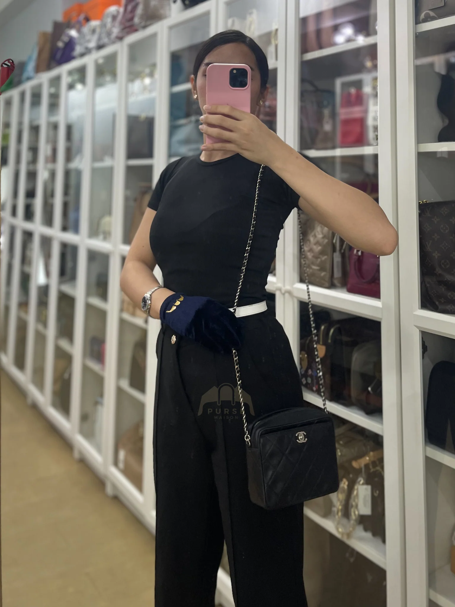Chanel Square Camera Bag Vintage Quilted Lambskin Leather and Silver Hardware Series 4 - Image 46