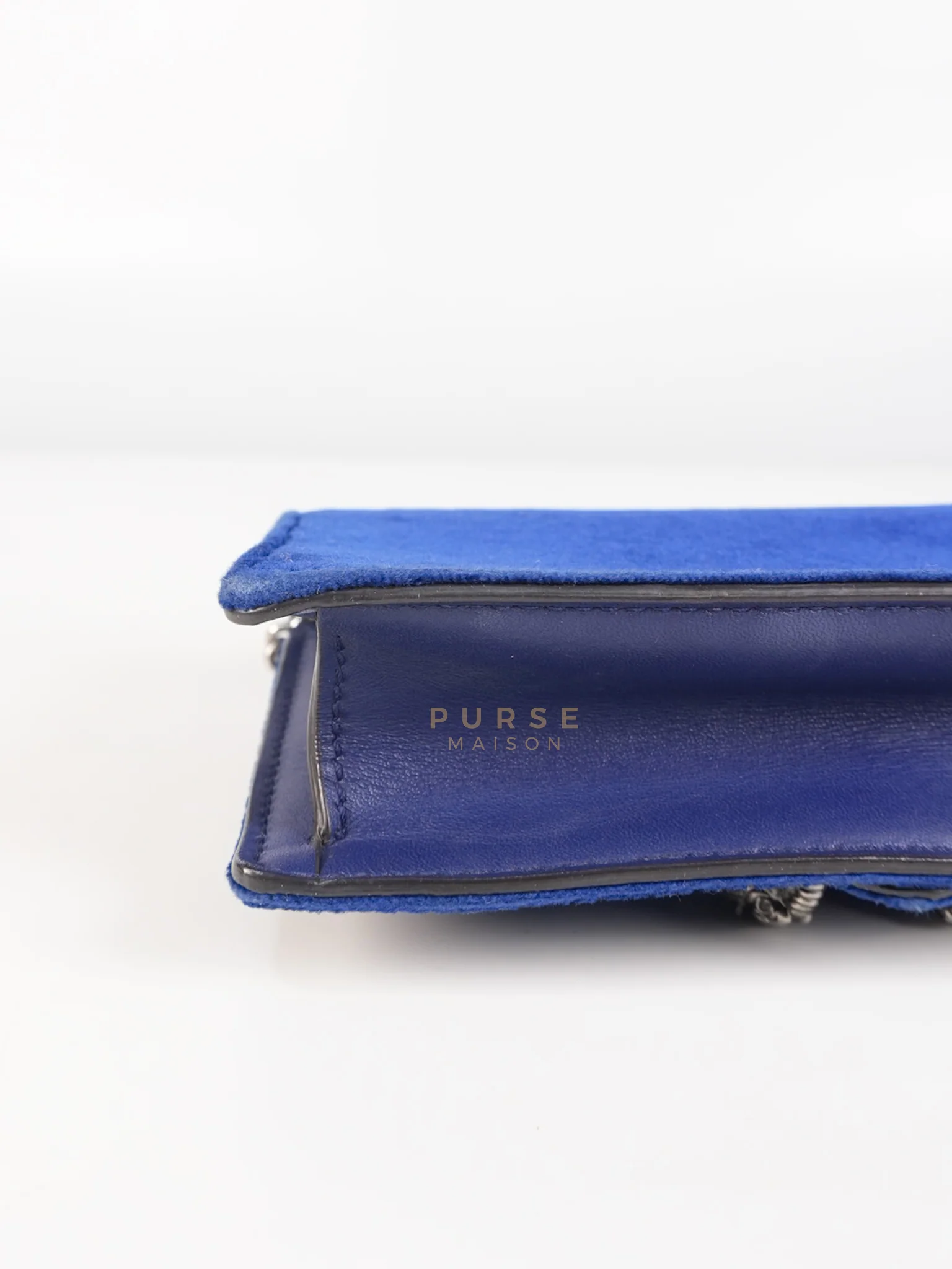 Gucci Super Mini Dionysus Blue Velvet Suede Leather Chain Bag - Image 14