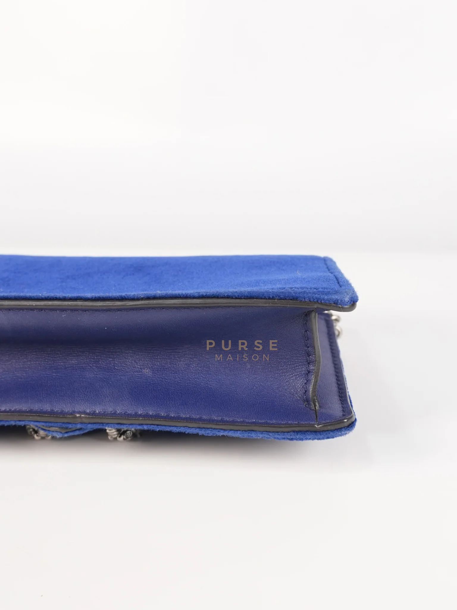 Gucci Super Mini Dionysus Blue Velvet Suede Leather Chain Bag - Image 16