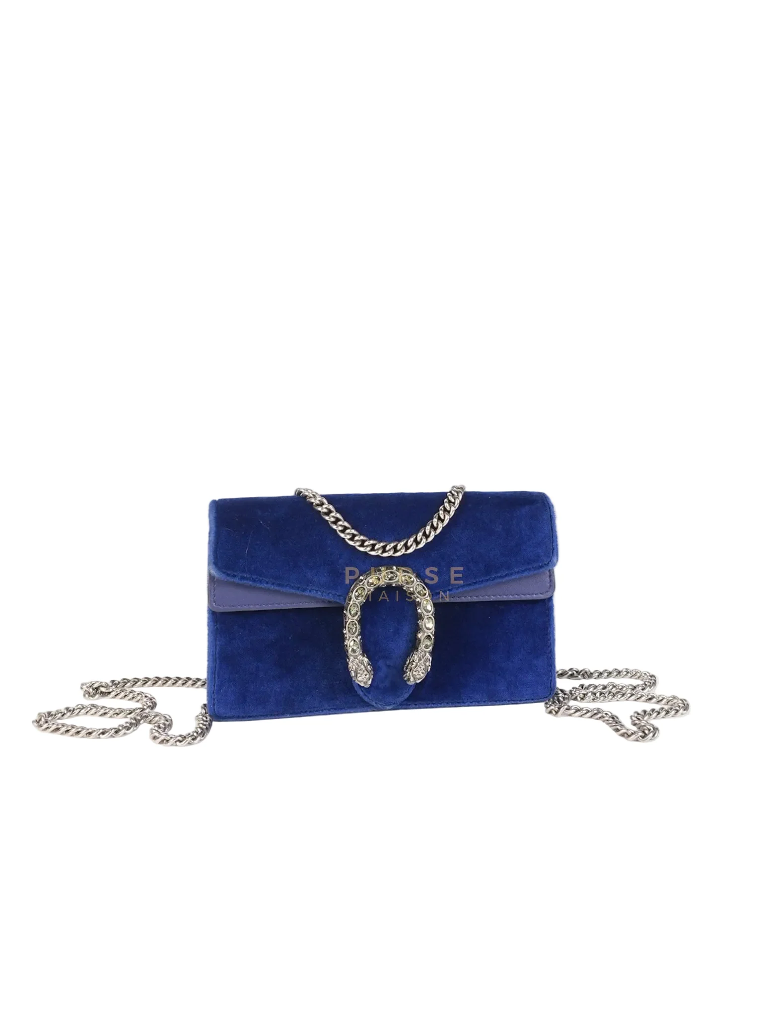 Gucci Super Mini Dionysus Blue Velvet Suede Leather Chain Bag - Image 2
