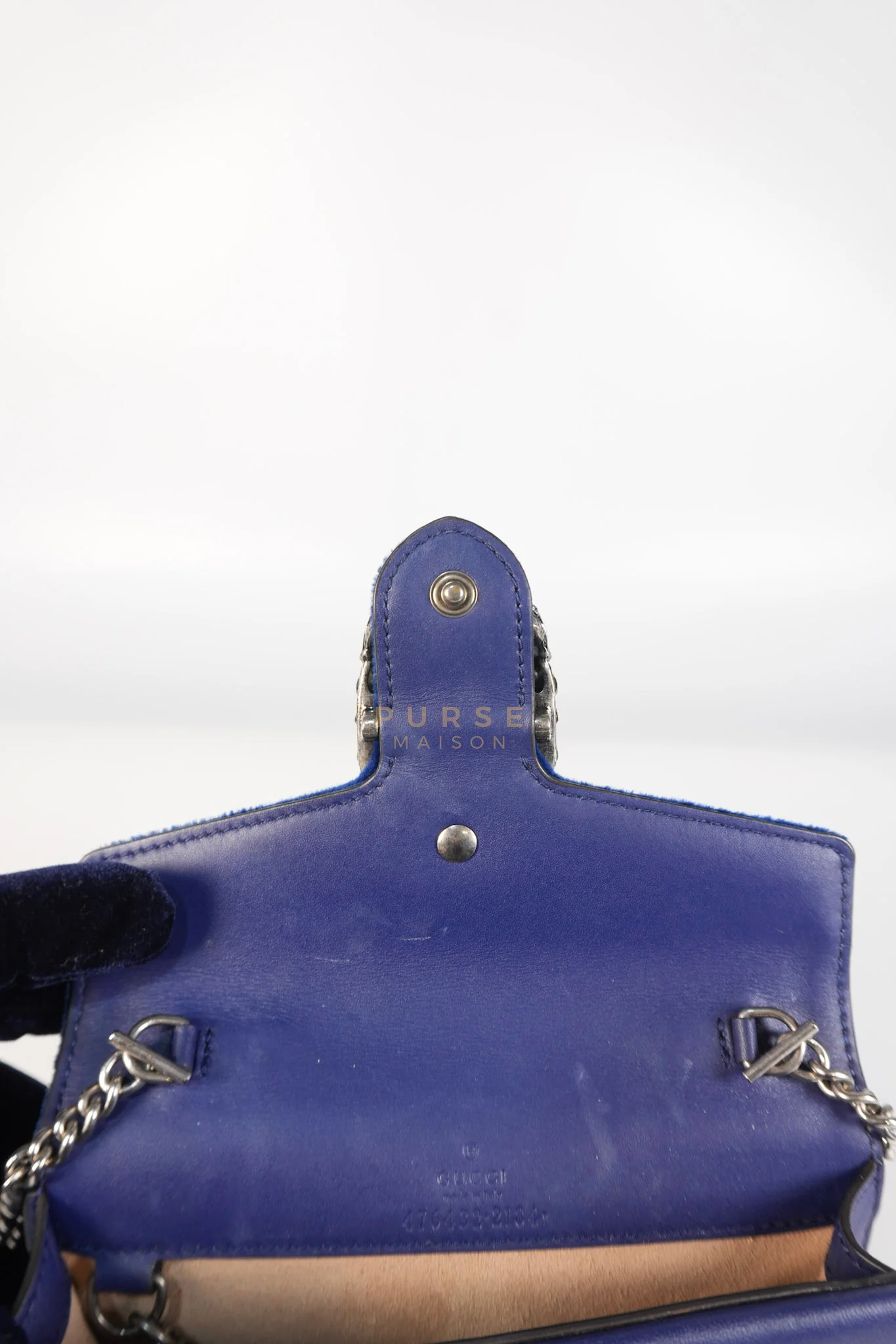 Gucci Super Mini Dionysus Blue Velvet Suede Leather Chain Bag - Image 22