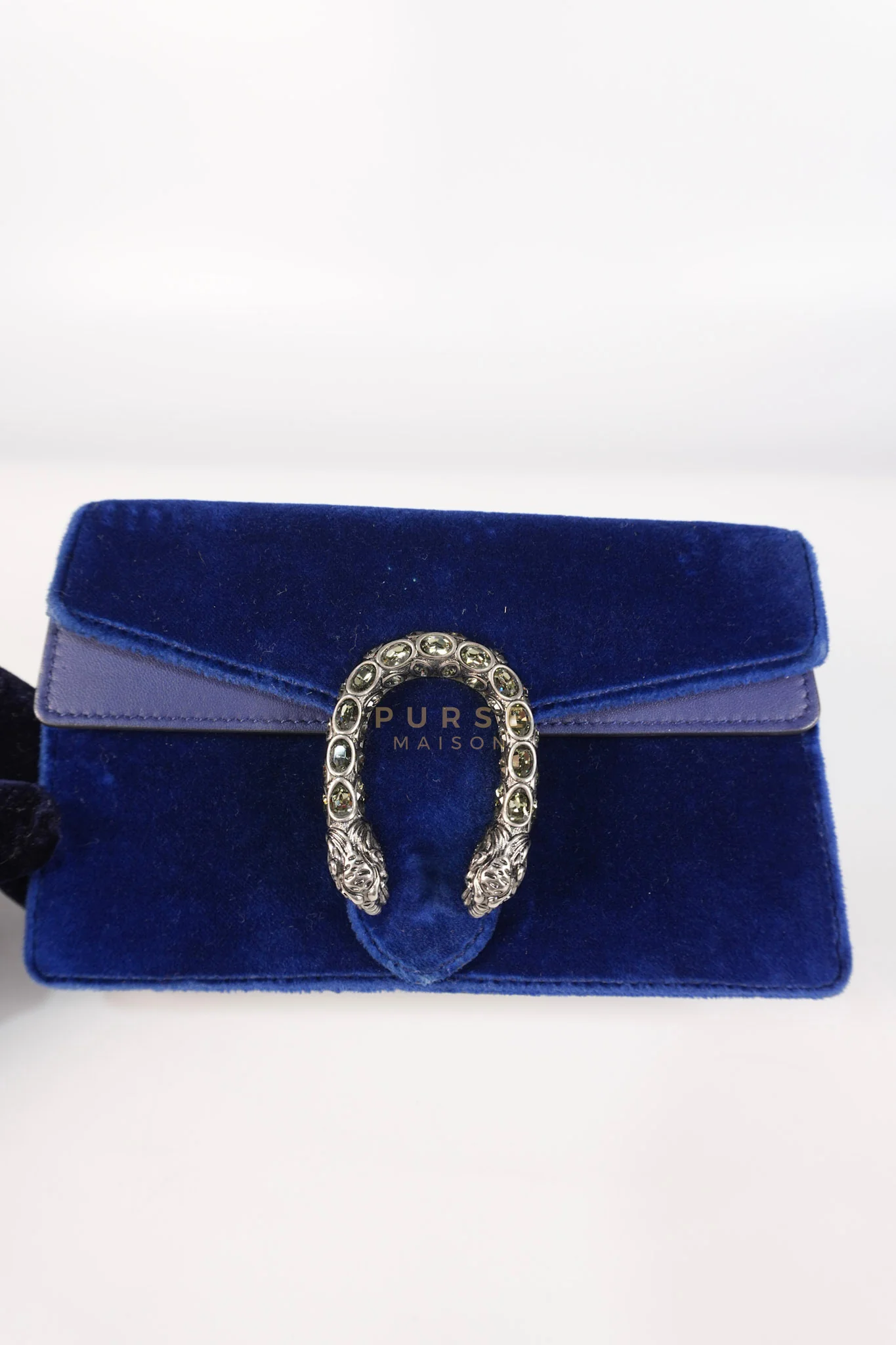 Gucci Super Mini Dionysus Blue Velvet Suede Leather Chain Bag - Image 23