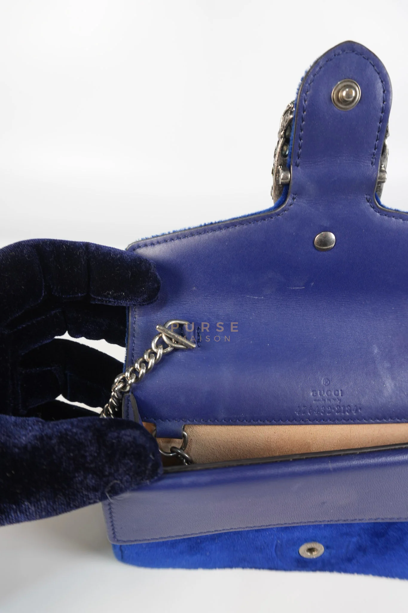 Gucci Super Mini Dionysus Blue Velvet Suede Leather Chain Bag - Image 27