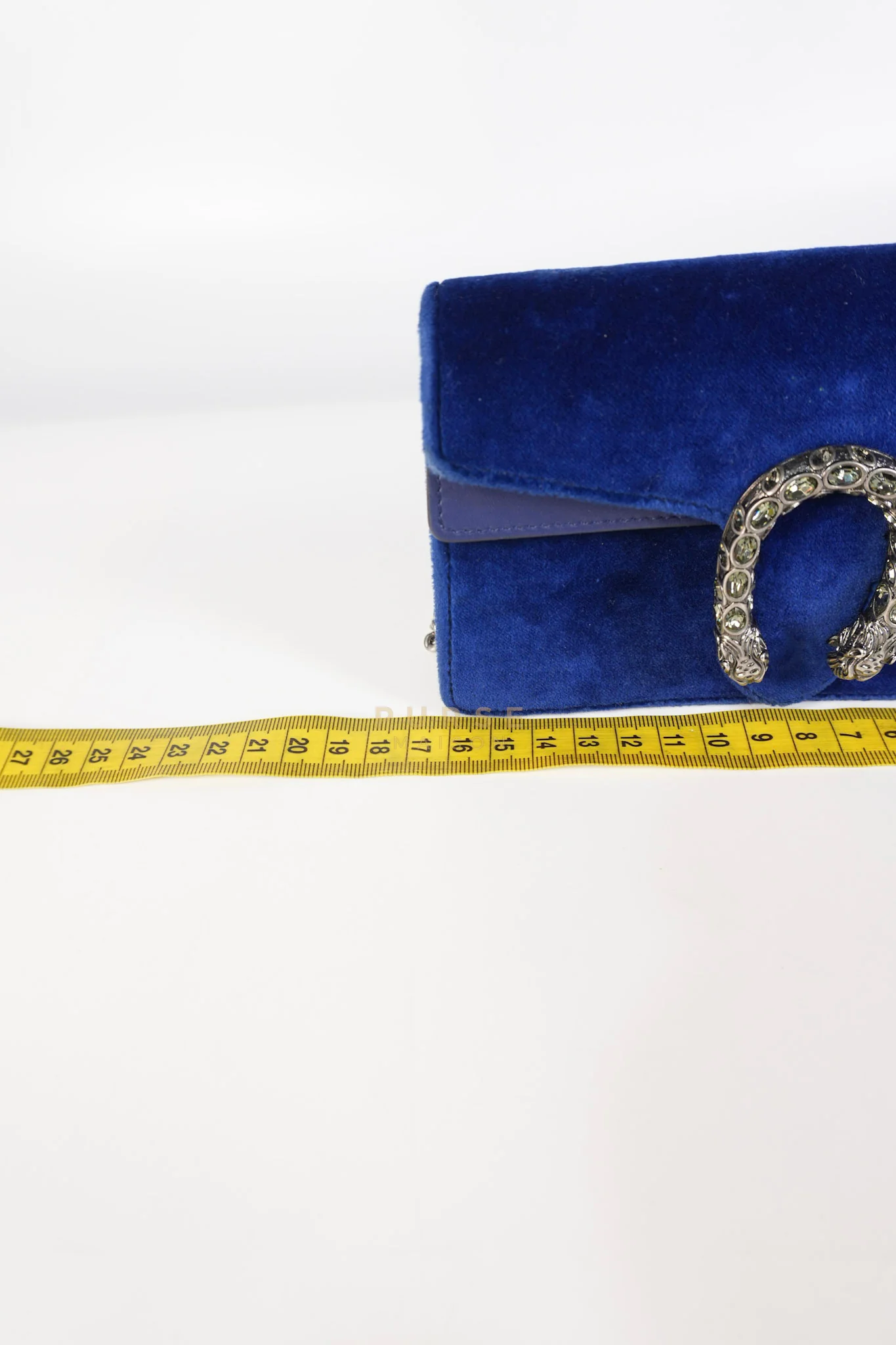 Gucci Super Mini Dionysus Blue Velvet Suede Leather Chain Bag - Image 31