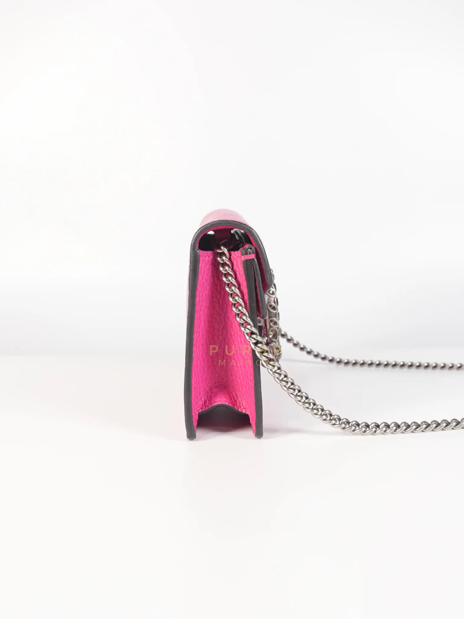 Gucci Super Mini Dionysus in Pink Grained Calfskin Leather Chain Bag - Image 6